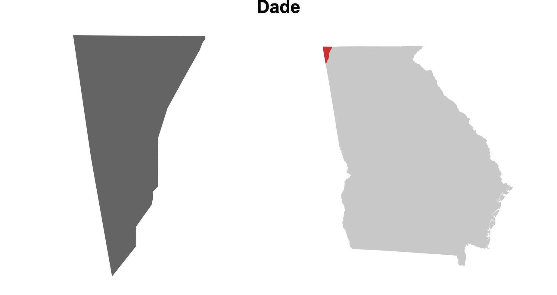 Dade County, Georgia blank outline map set vector