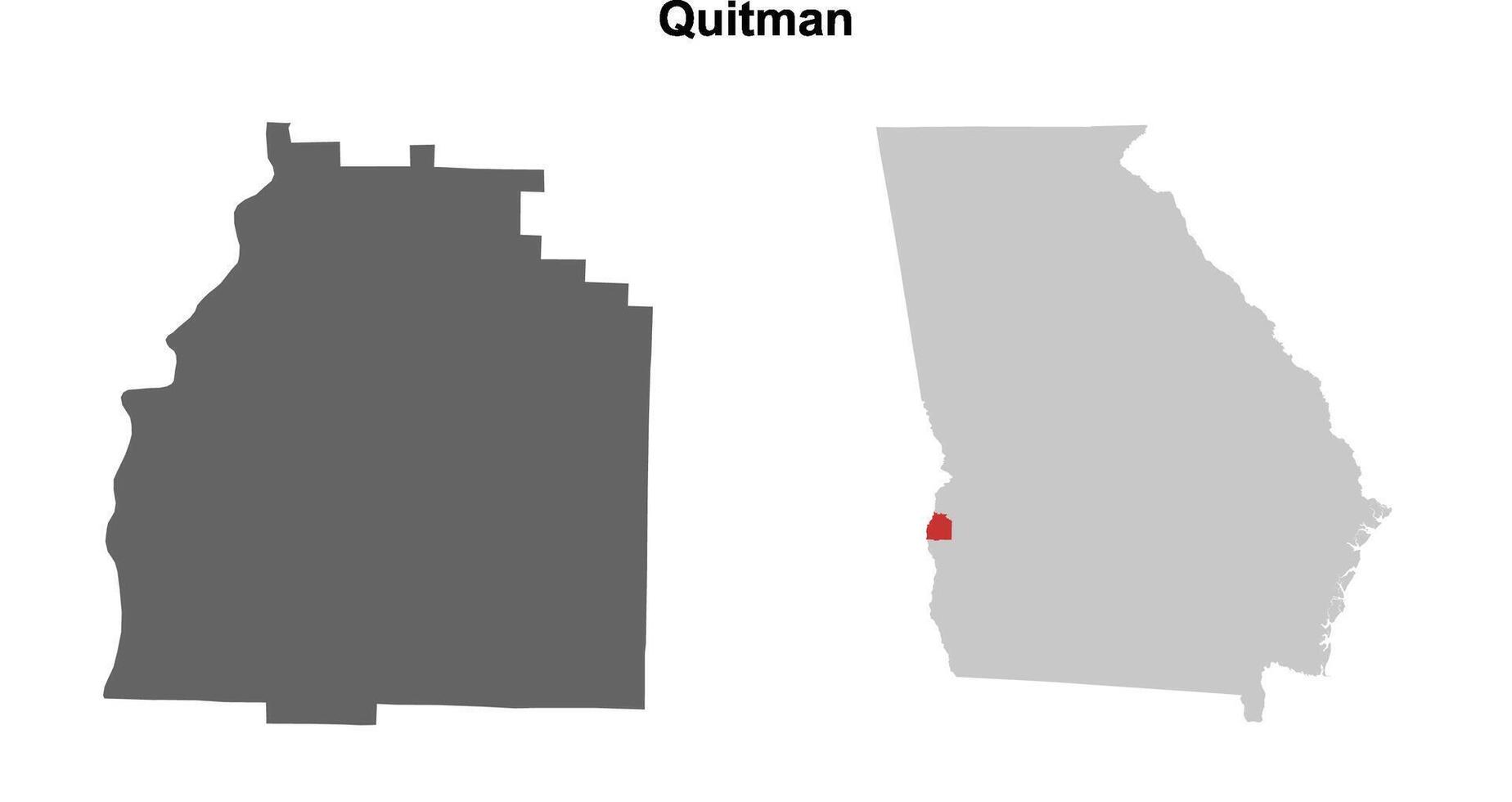 Quitman County, Georgia blank outline map set vector