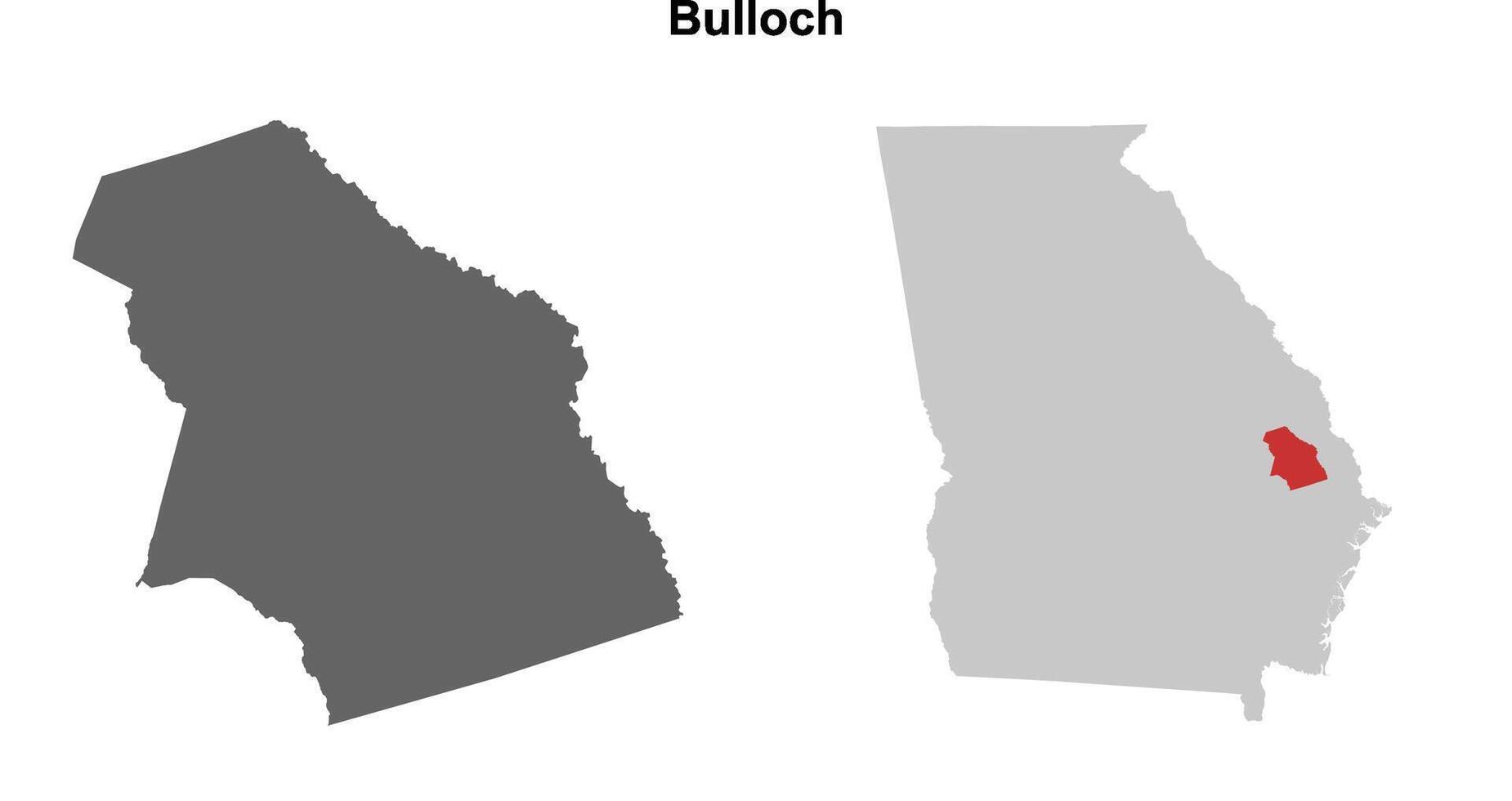 Bulloch County, Georgia blank outline map set vector