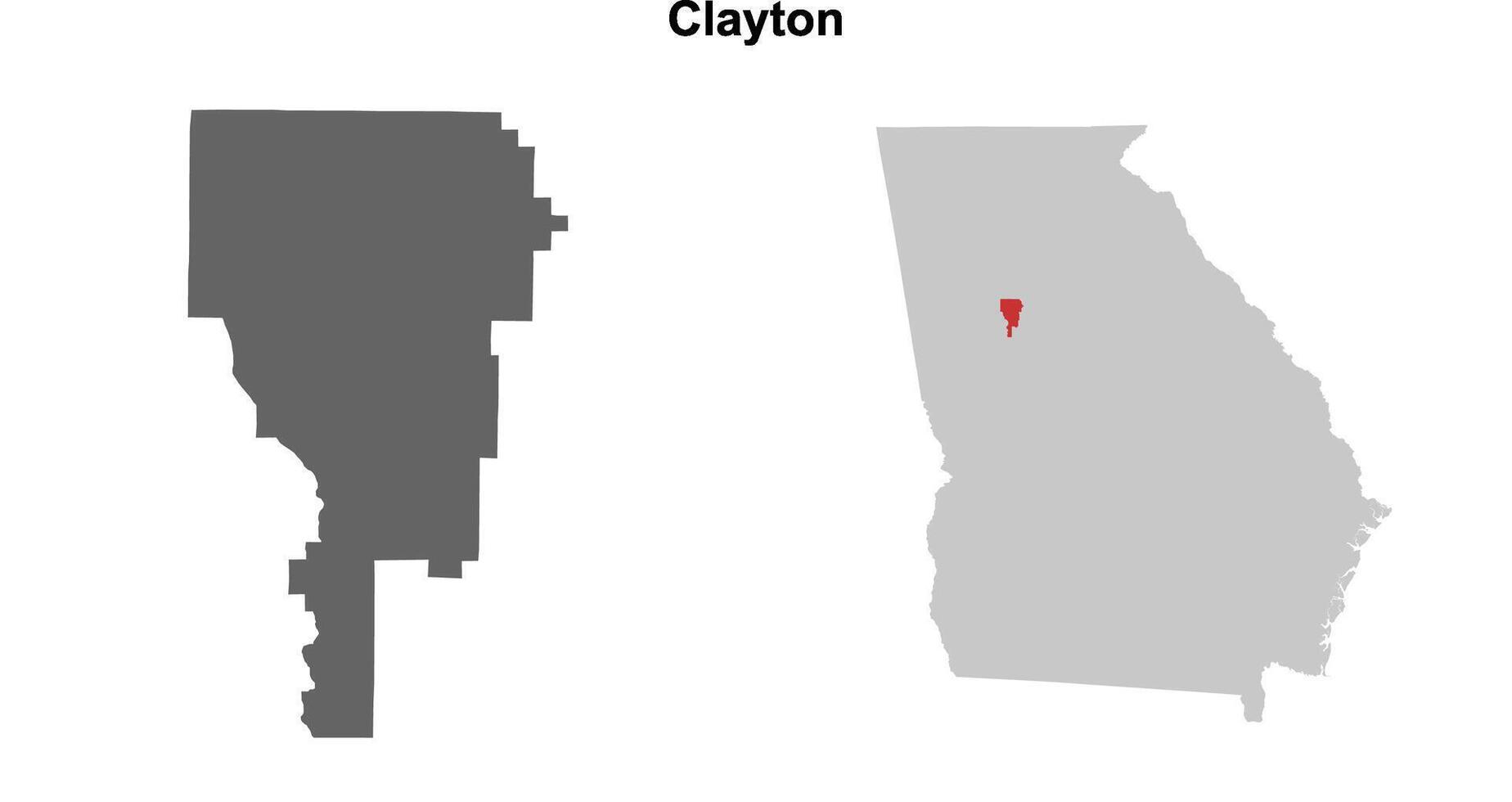 Clayton County, Georgia blank outline map set vector