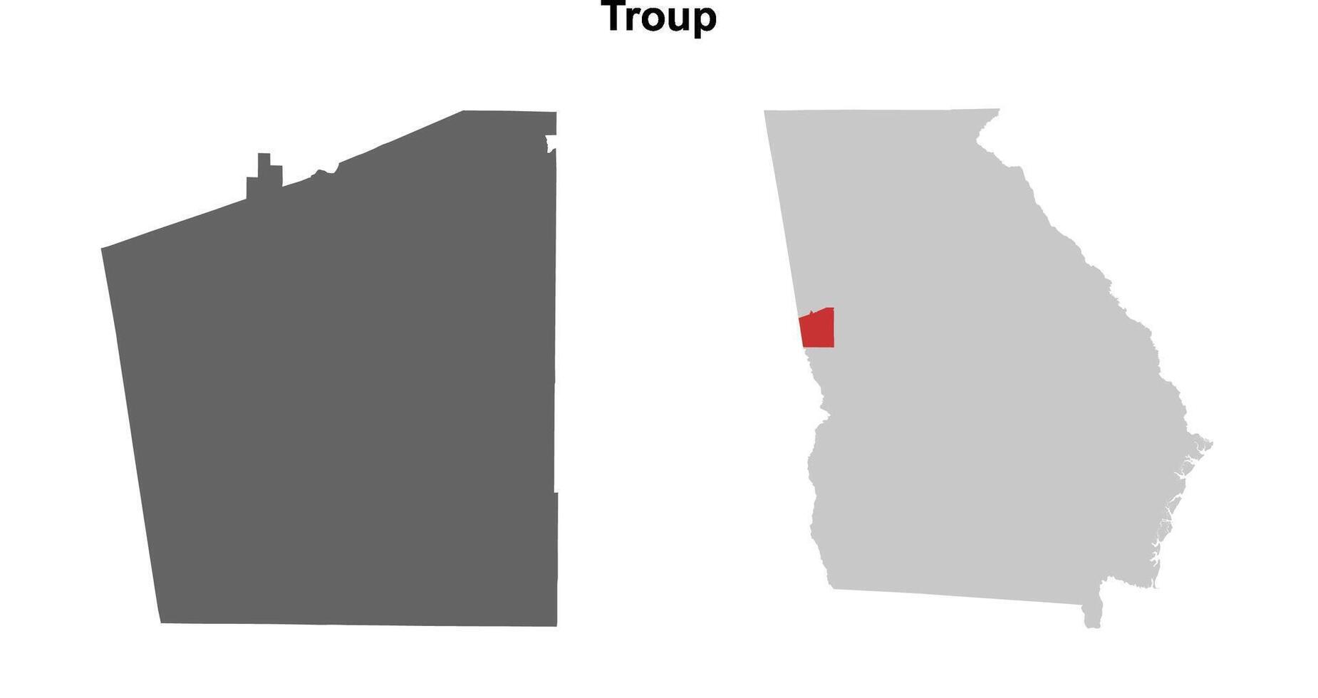 Troup County, Georgia blank outline map set vector