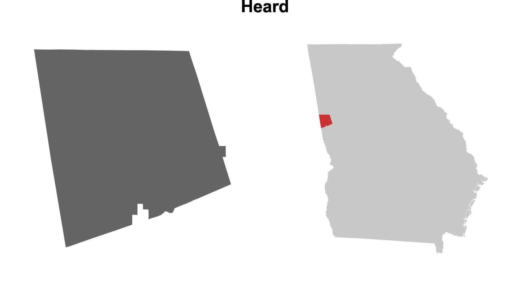 Heard County, Georgia blank outline map set vector