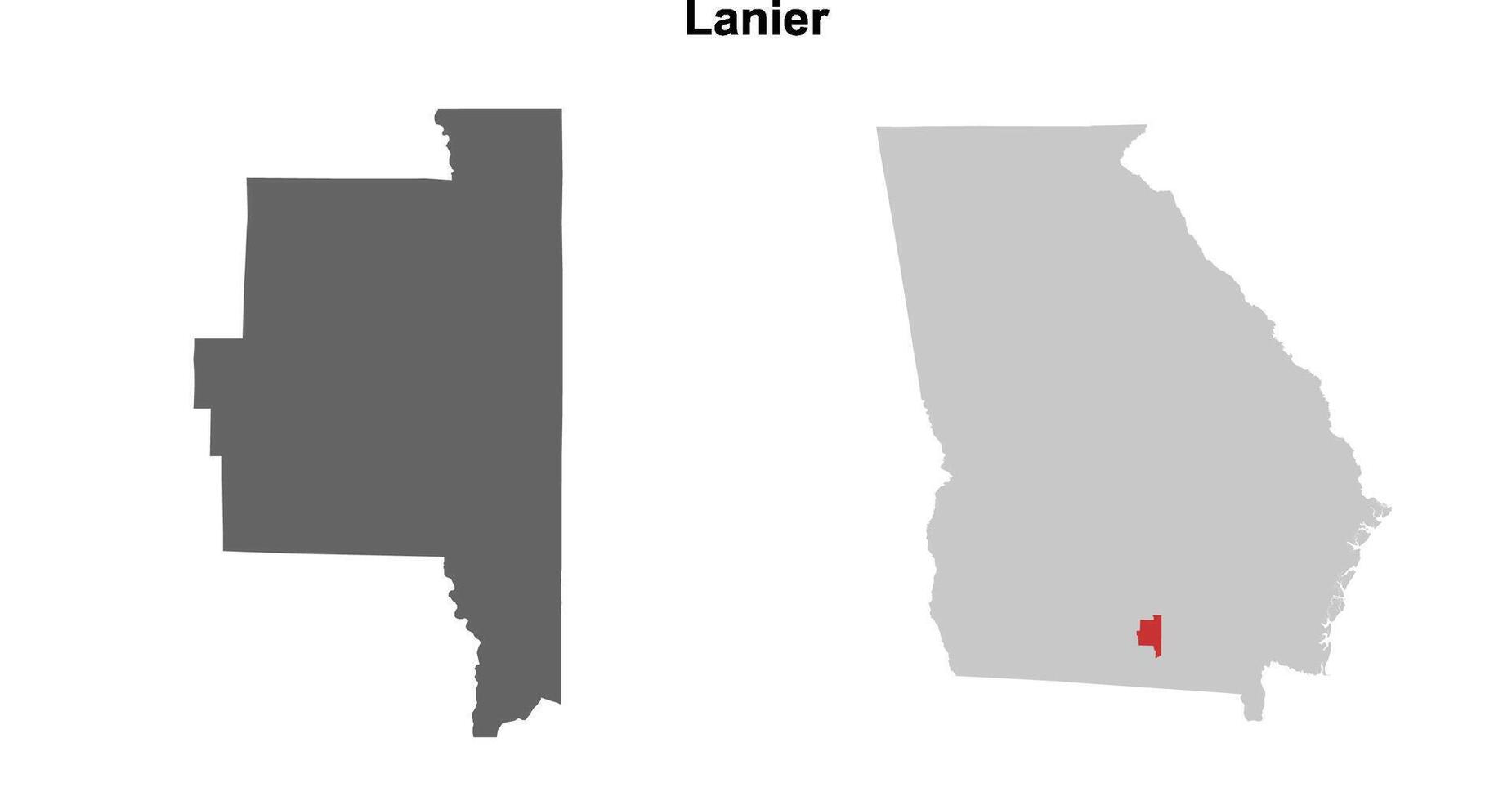 Lanier County, Georgia blank outline map set vector