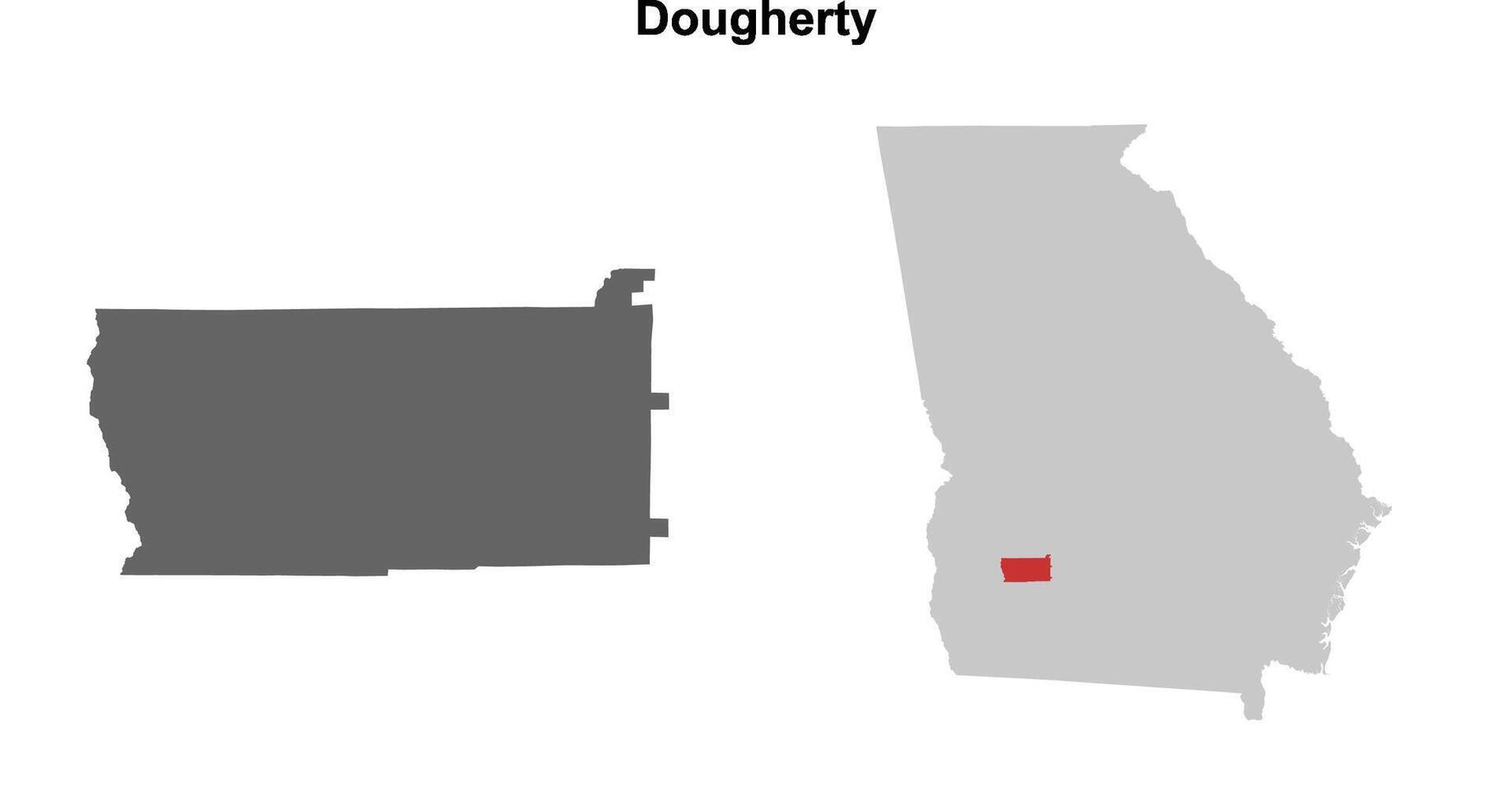 Dougherty County, Georgia blank outline map set vector