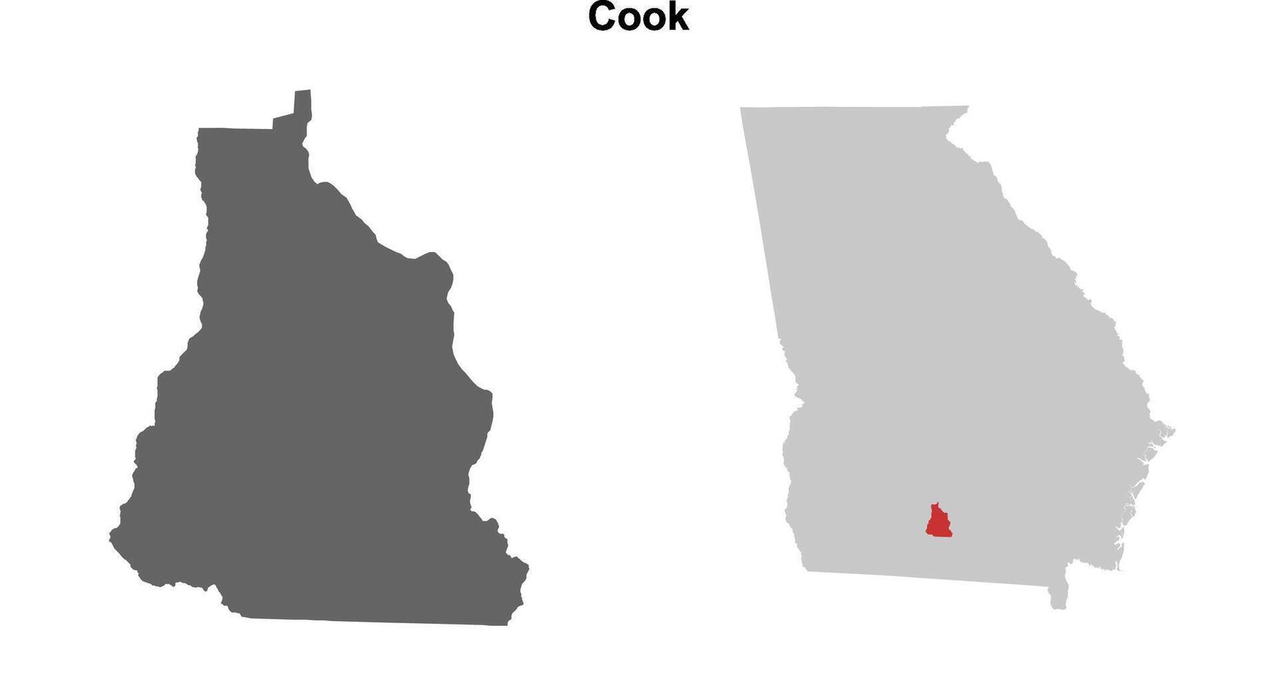 Cook County, Georgia blank outline map set vector