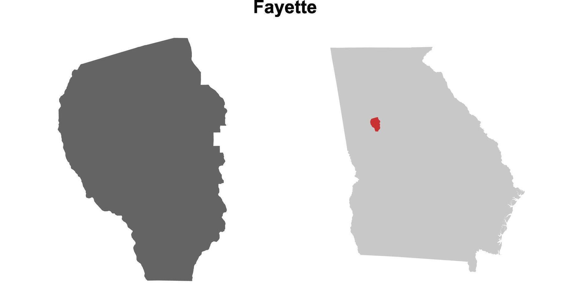 Fayette County, Georgia blank outline map set vector