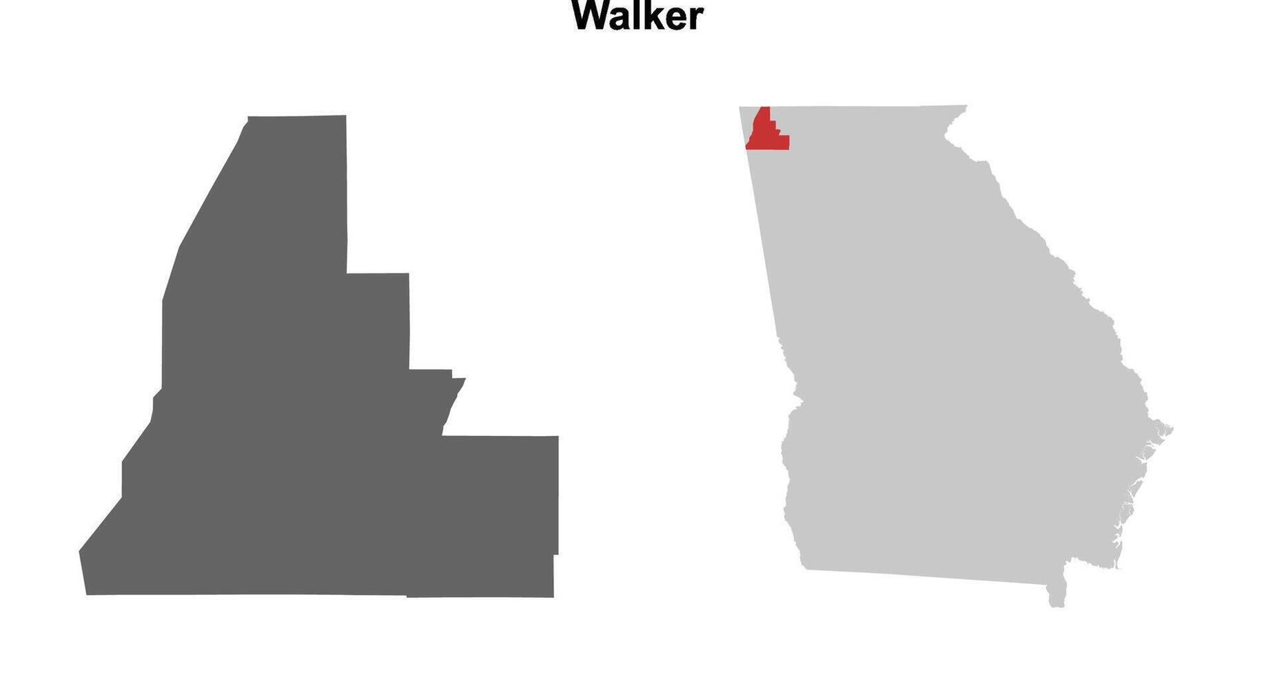Walker County, Georgia blank outline map set vector