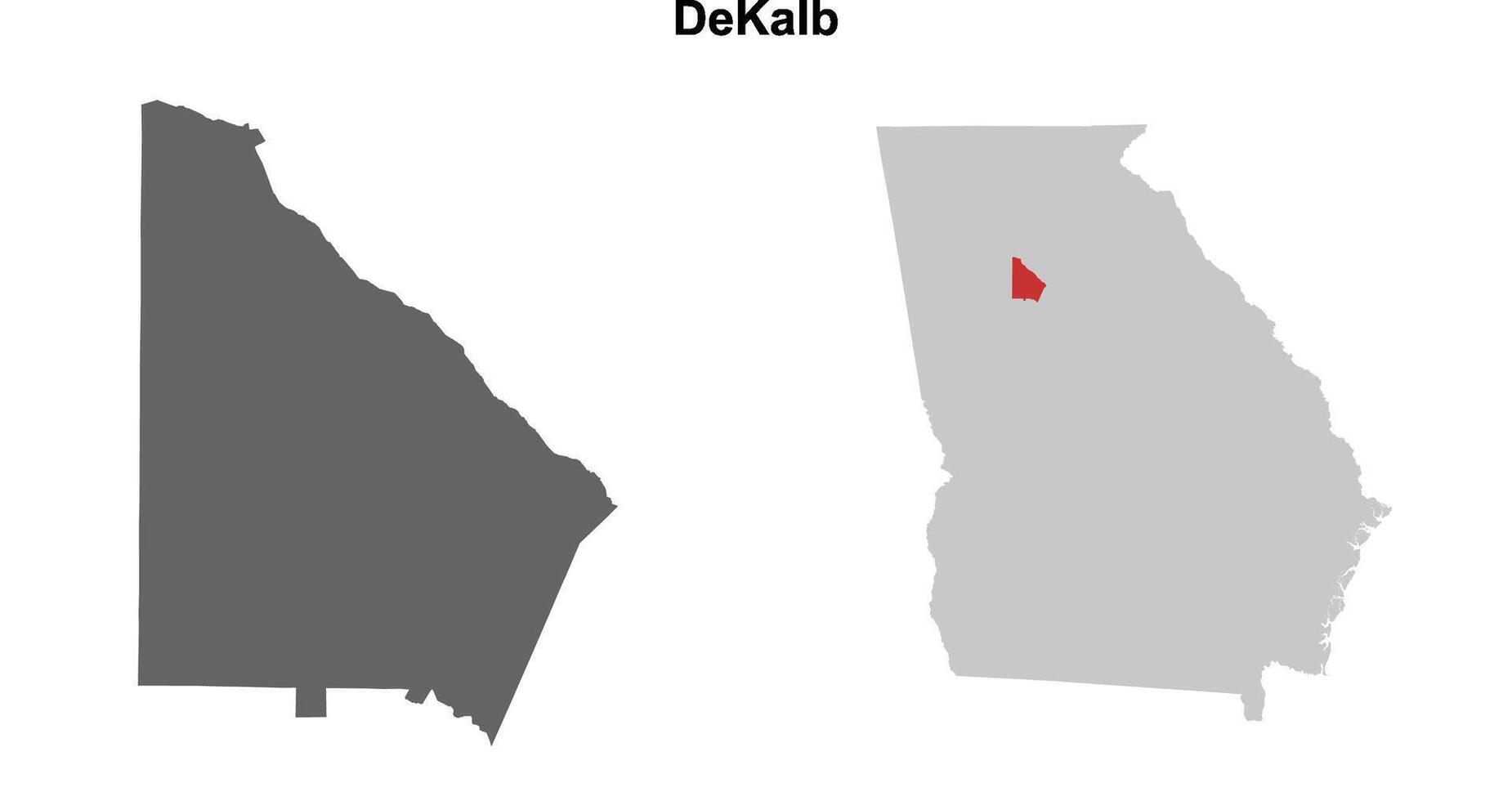 DeKalb County, Georgia blank outline map set vector