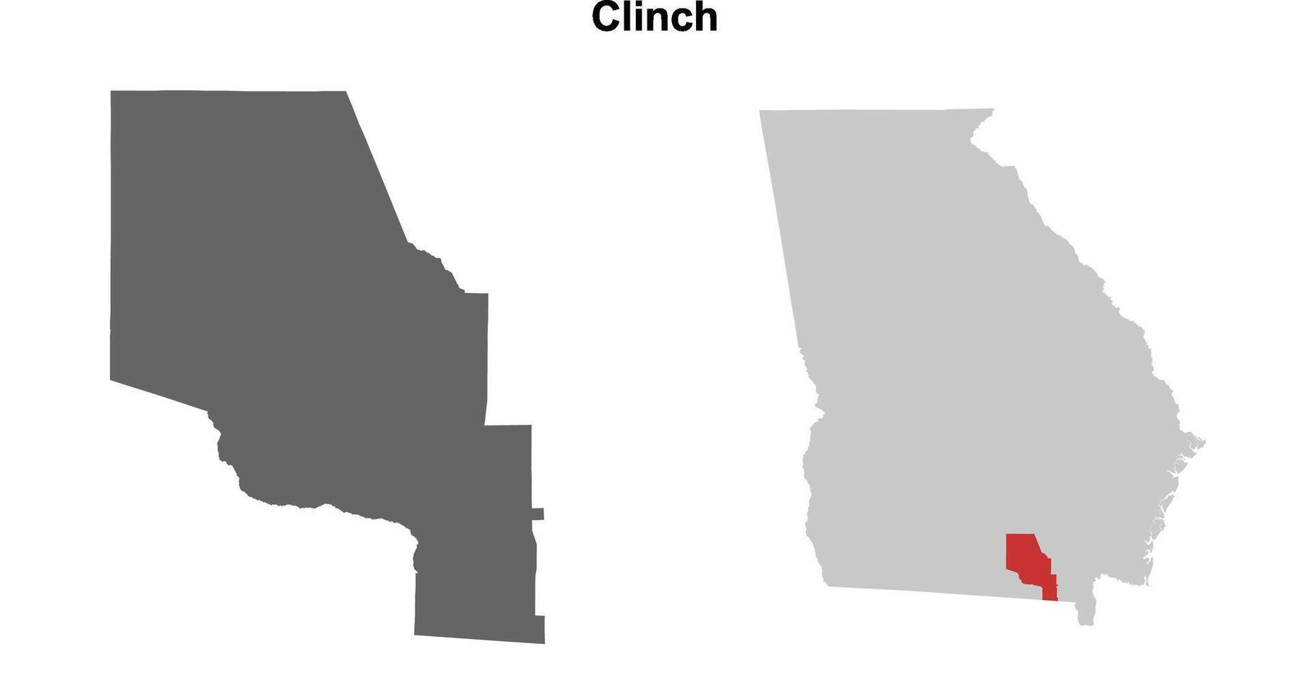 Clinch County, Georgia blank outline map set vector