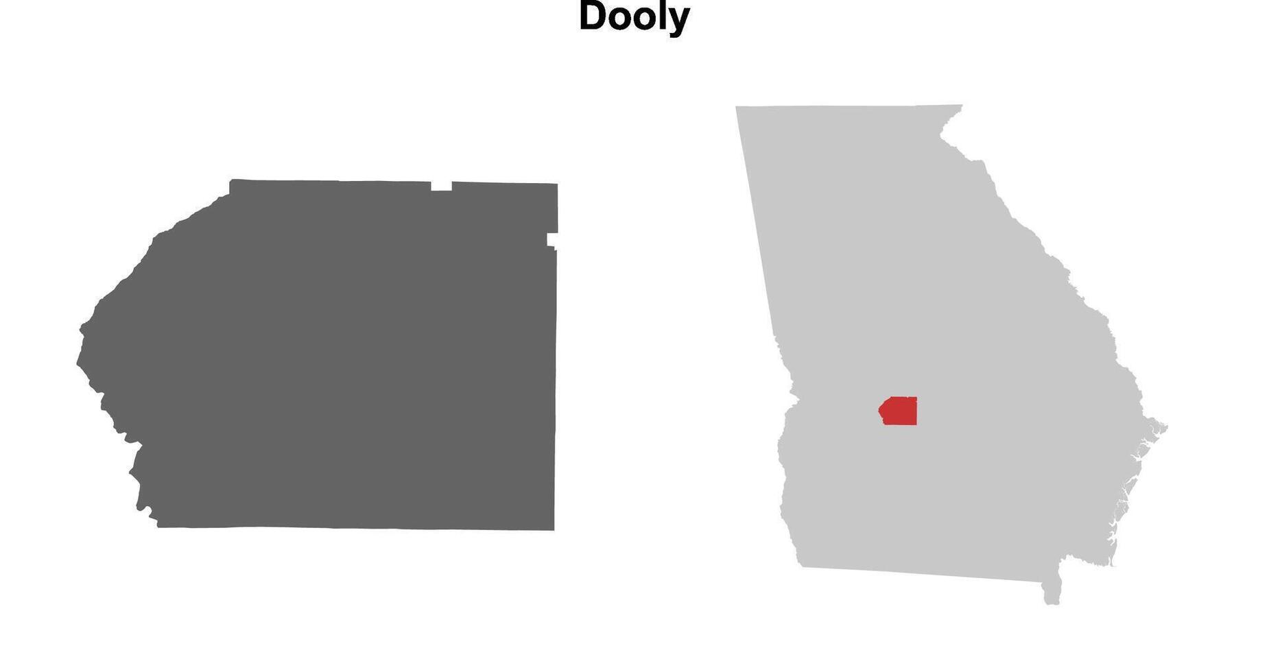 Dooly County, Georgia blank outline map set vector