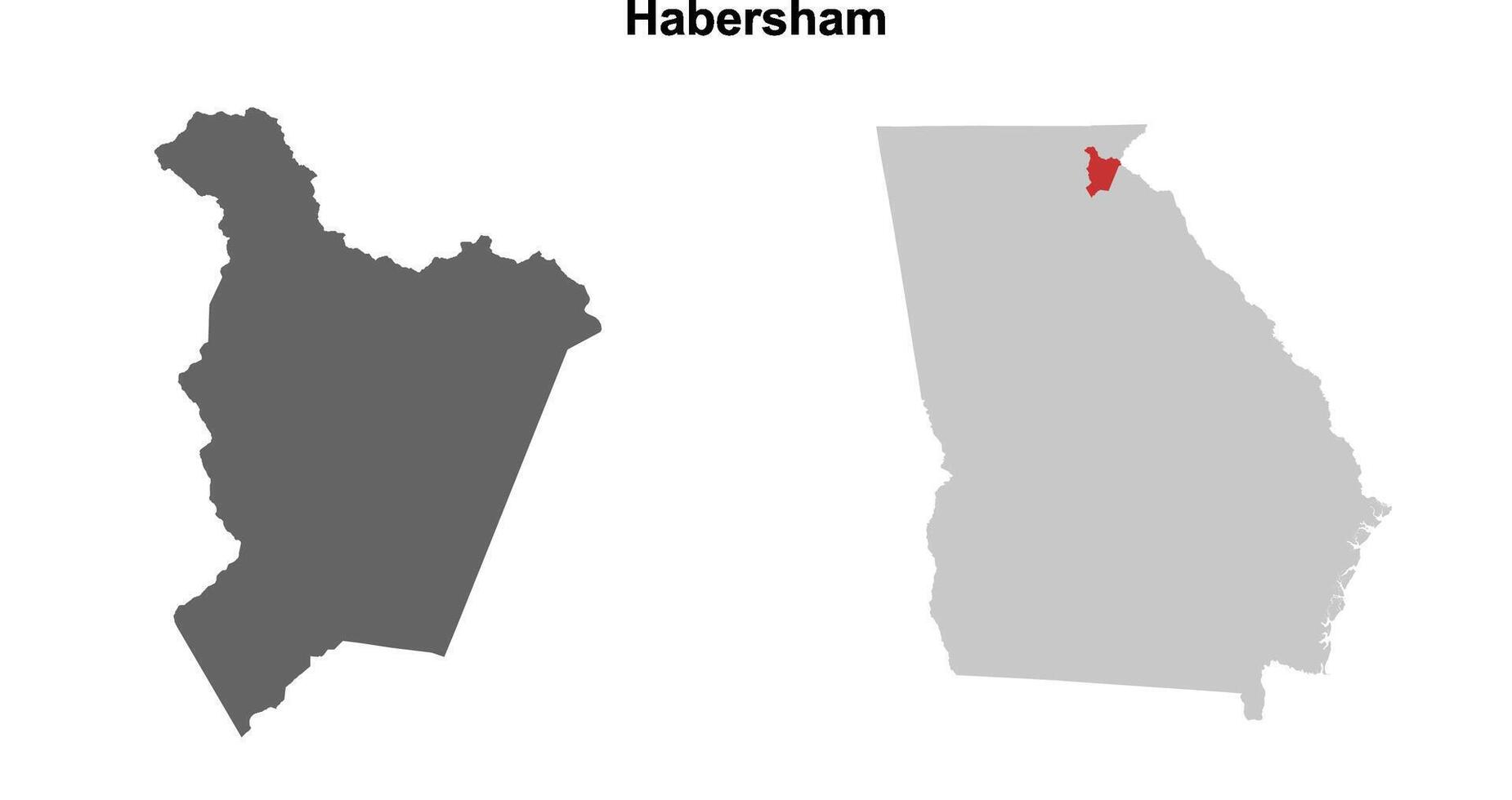 Habersham County, Georgia blank outline map set vector