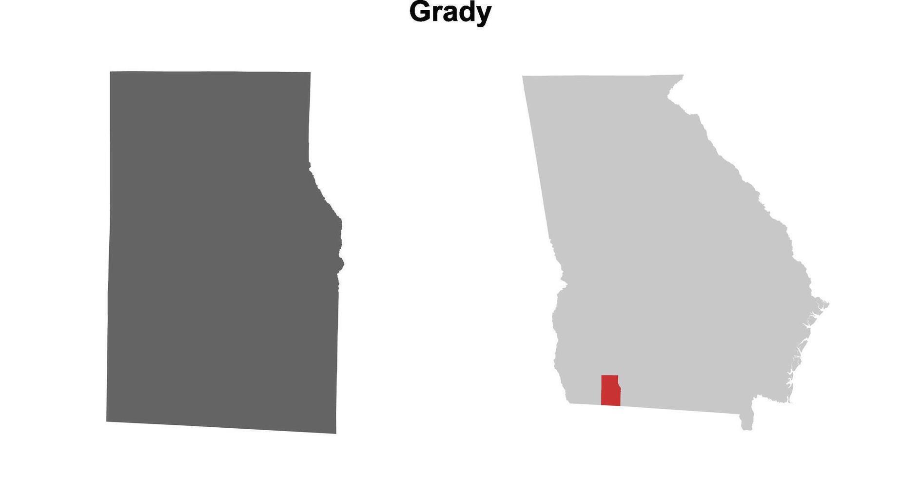 Grady County, Georgia blank outline map set vector