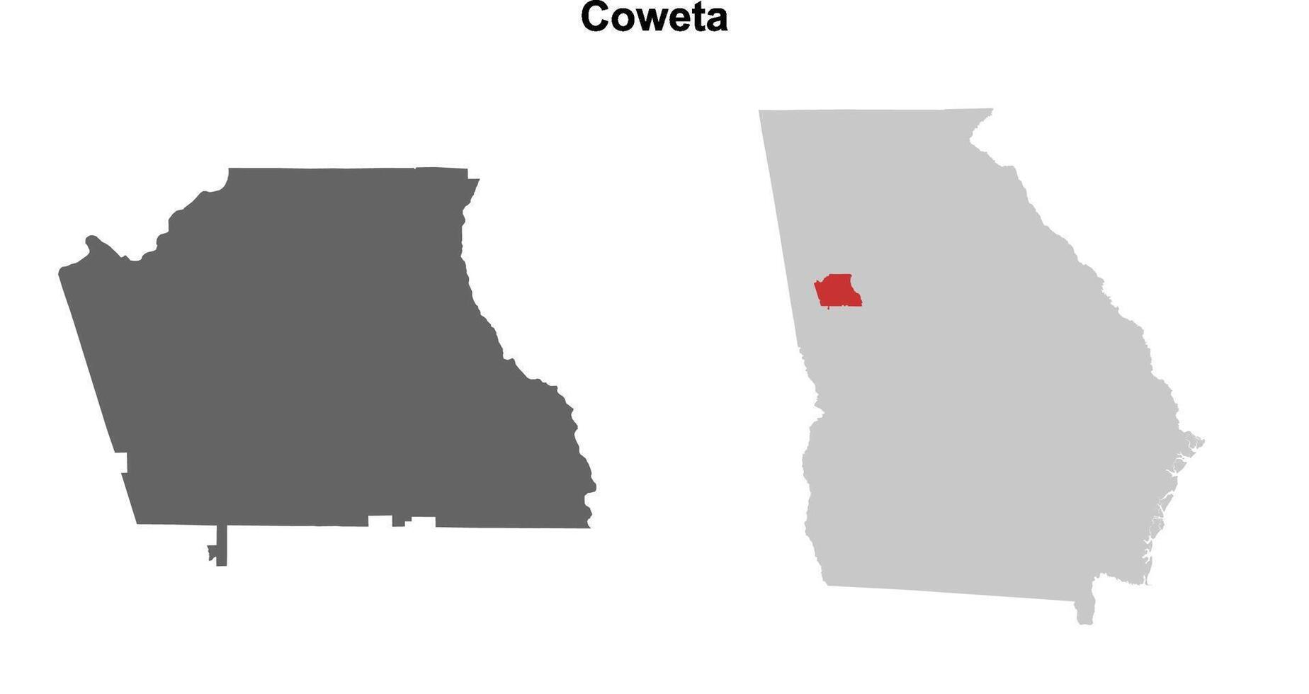 Coweta County, Georgia blank outline map set vector
