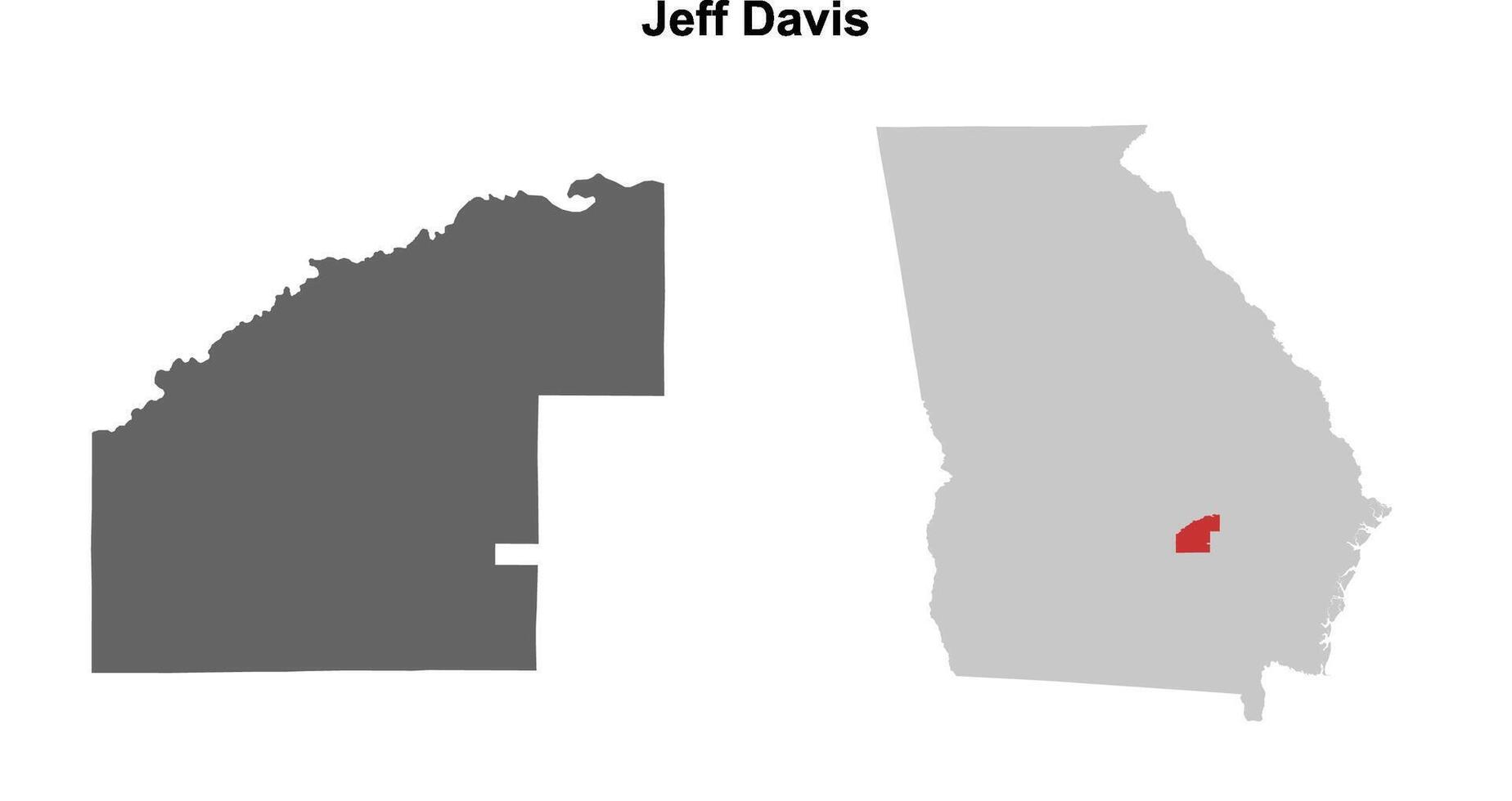 Jeff Davis County, Georgia blank outline map set vector