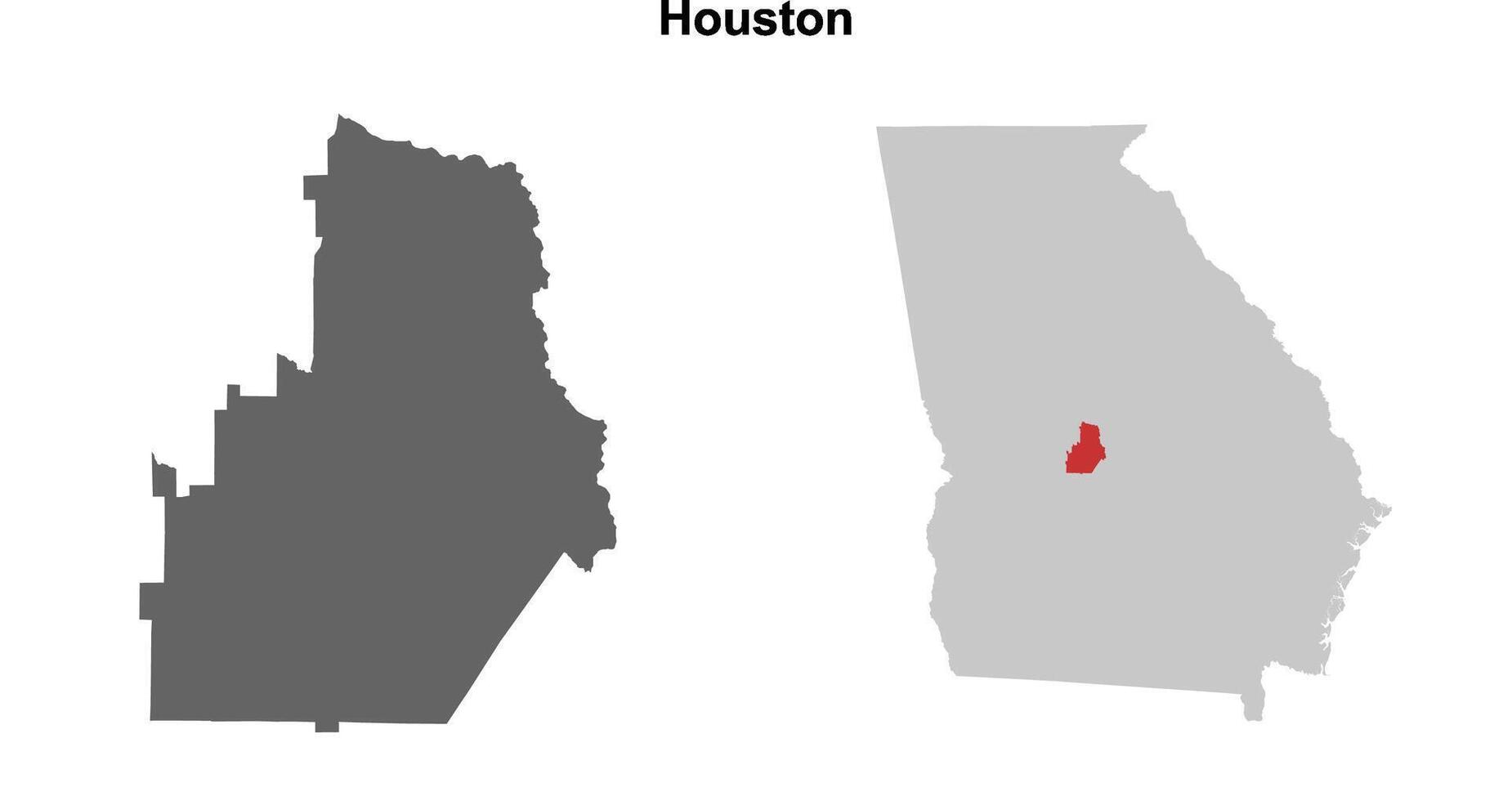 Houston County, Georgia blank outline map set vector