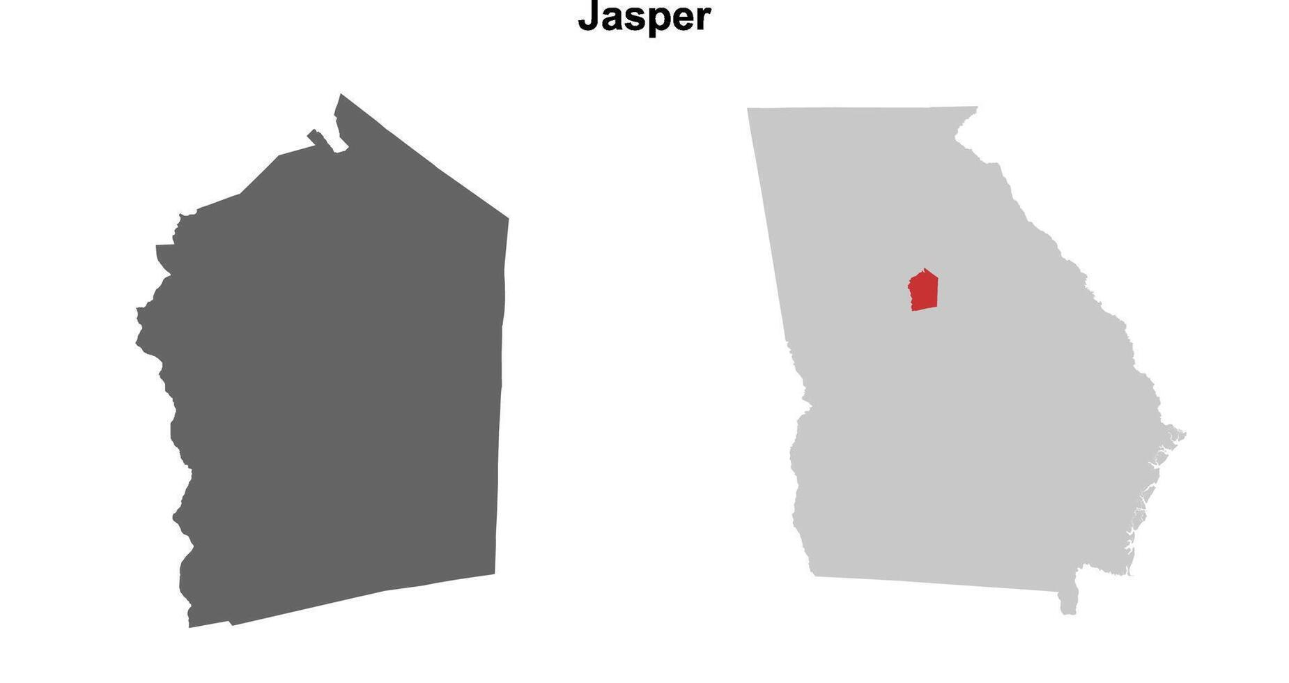 Jasper County, Georgia blank outline map set vector
