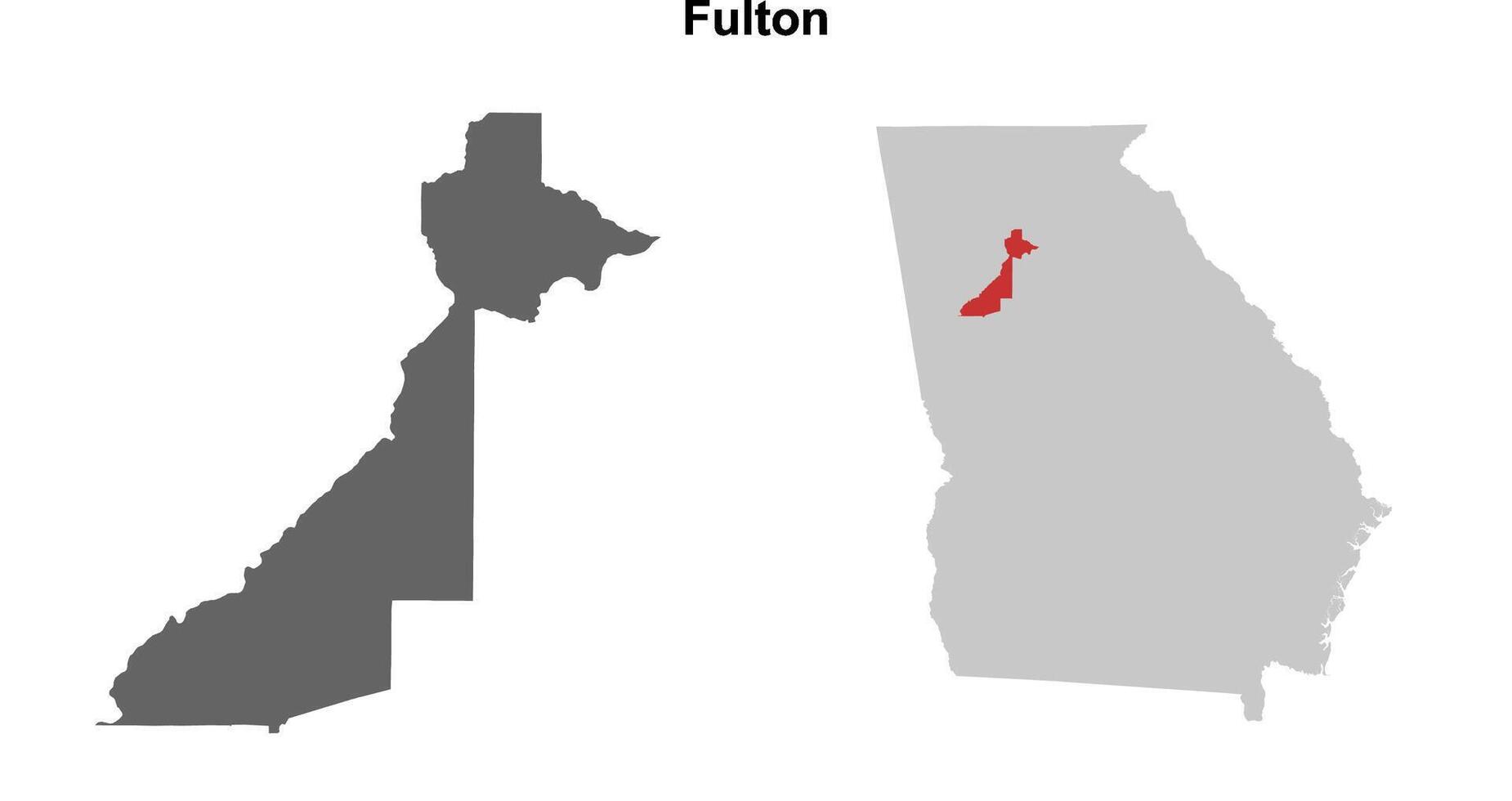 Fulton County, Georgia blank outline map set vector