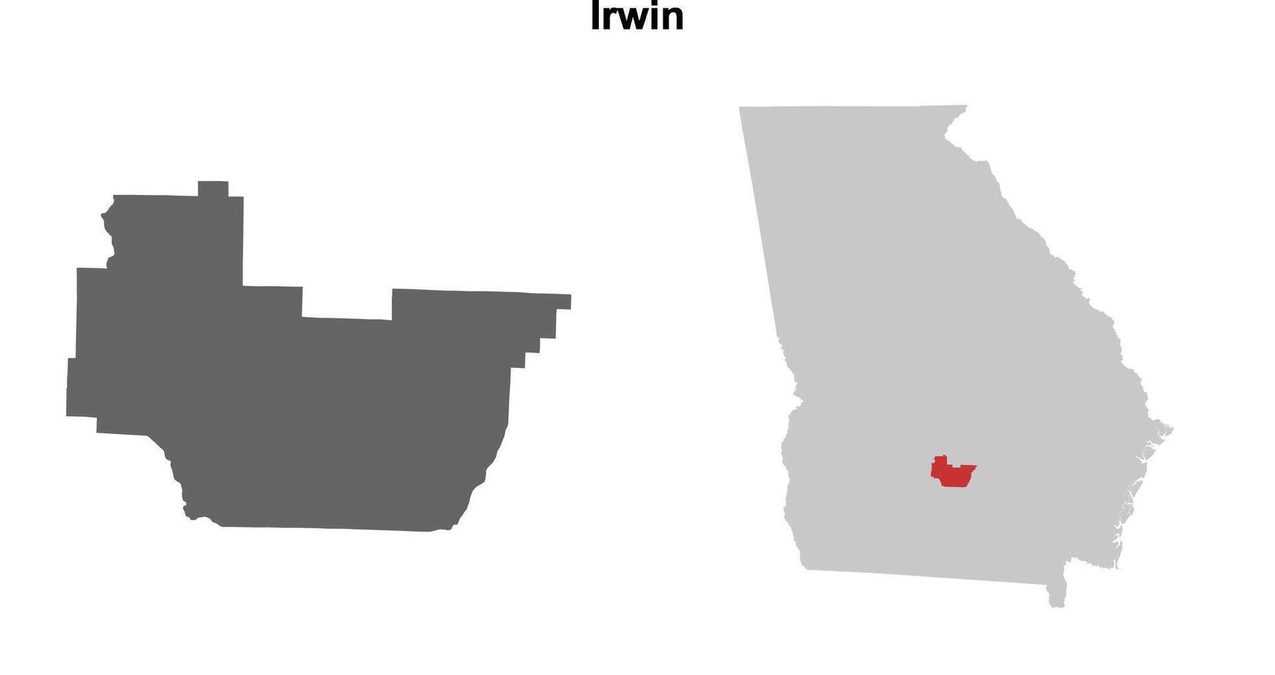 Irwin County, Georgia blank outline map set vector