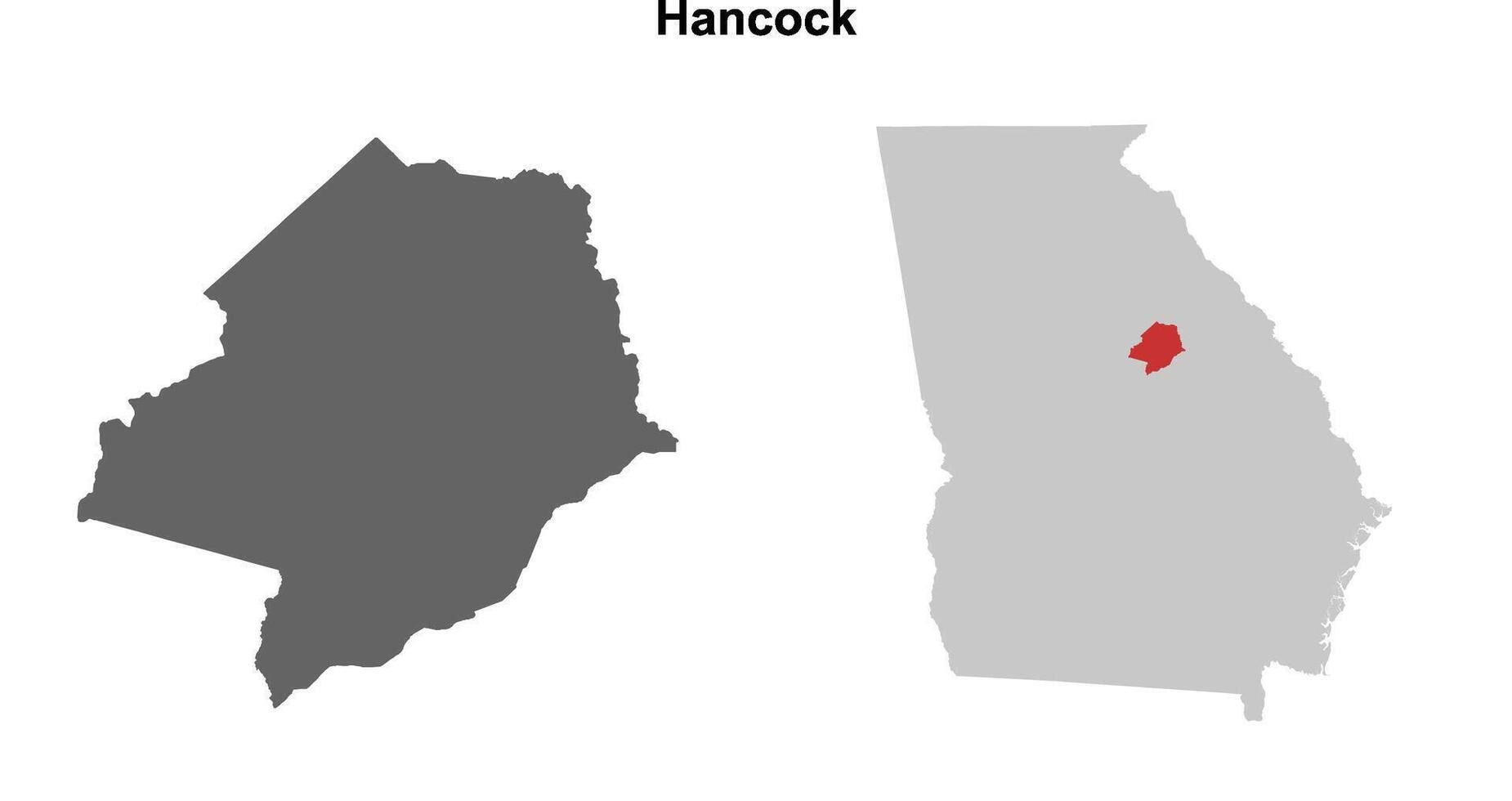 Hancock County, Georgia blank outline map set vector