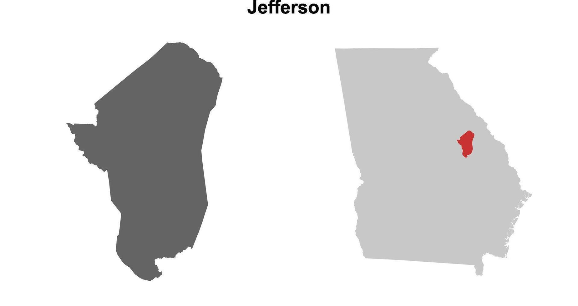 Jefferson County, Georgia blank outline map set vector