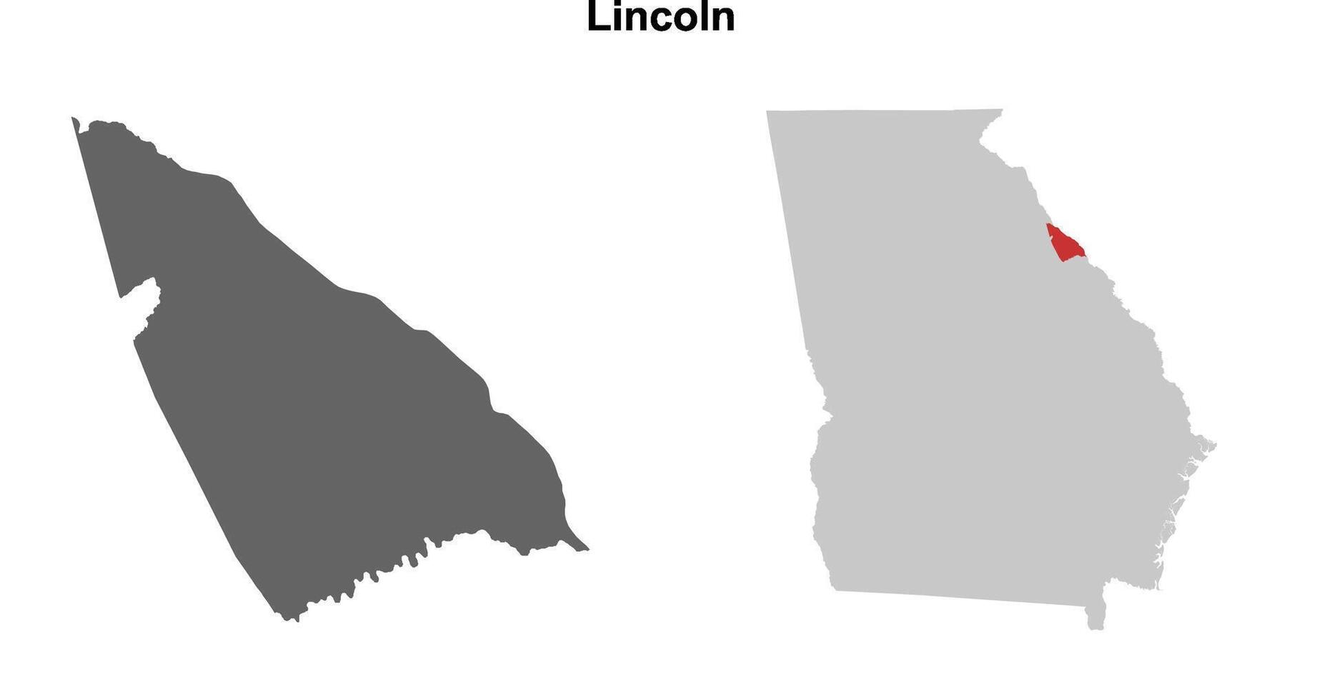 Lincoln County, Georgia blank outline map set vector
