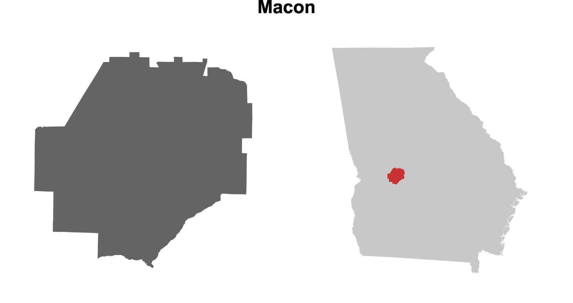 Macon County, Georgia blank outline map set vector