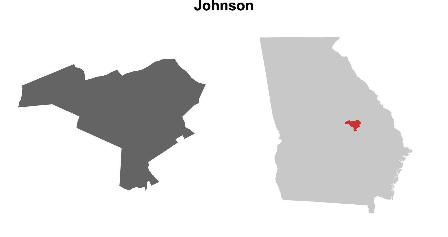 Johnson County, Georgia blank outline map set vector