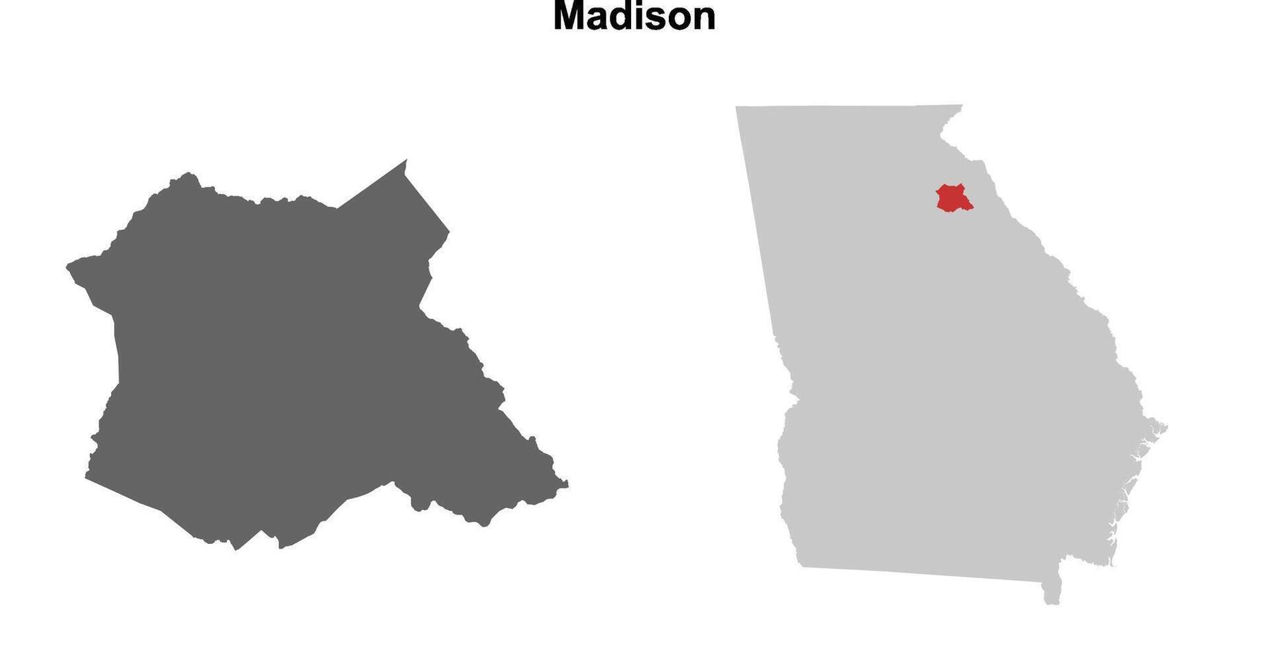 Madison County, Georgia blank outline map set vector