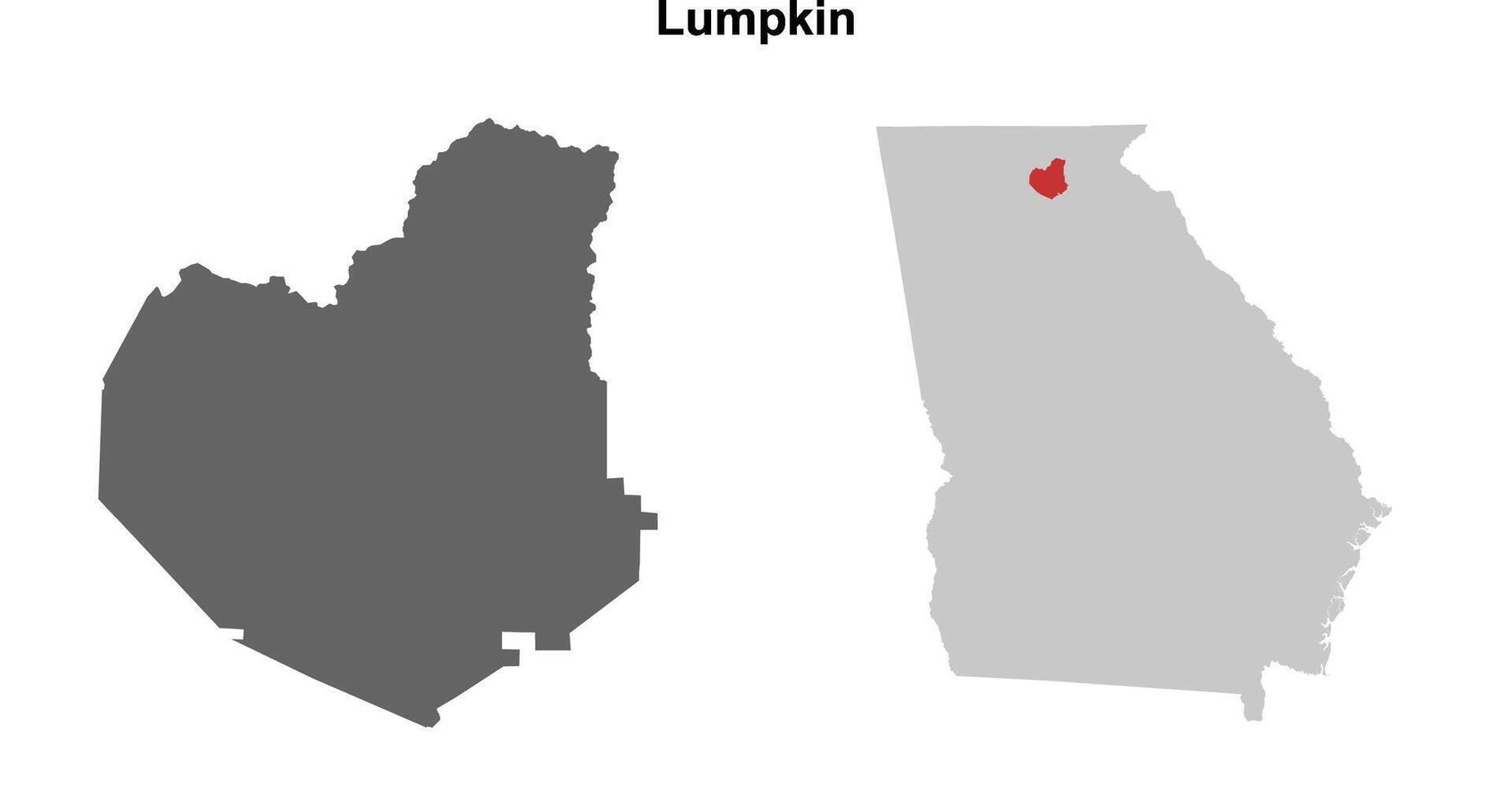 Lumpkin County, Georgia blank outline map set vector