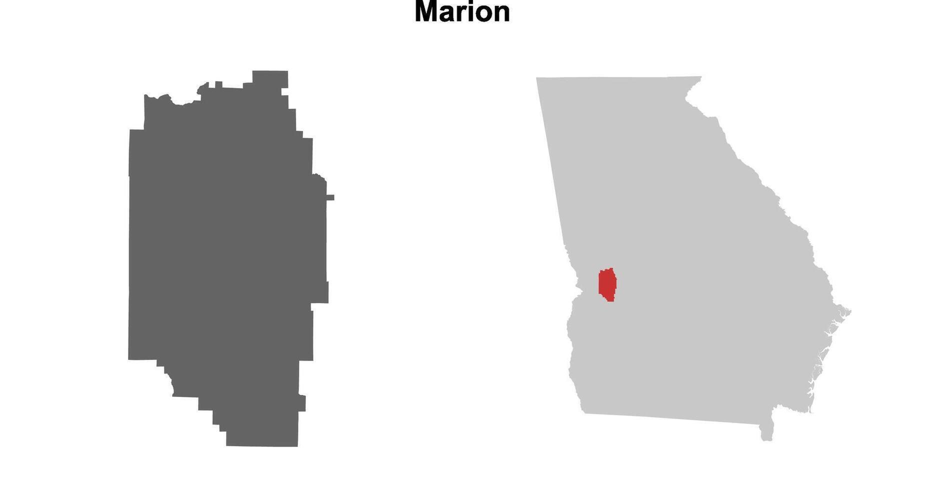 Marion County, Georgia blank outline map set vector