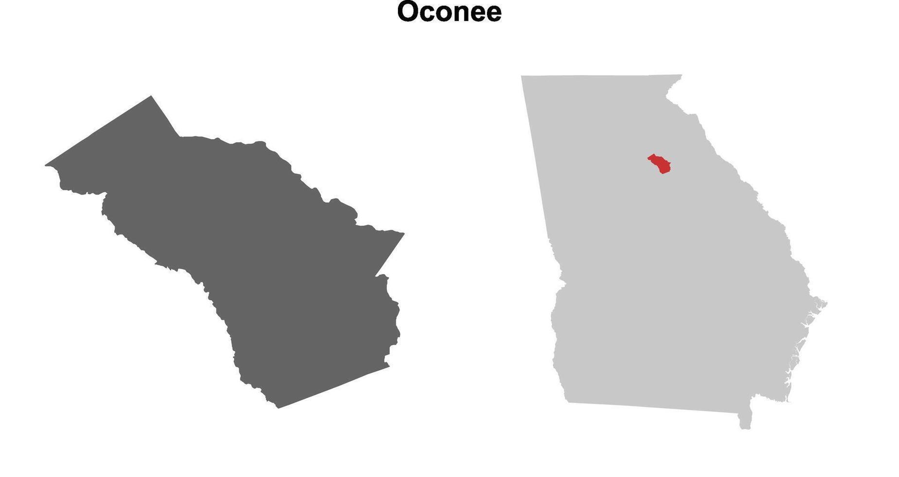 Oconee County, Georgia blank outline map set vector