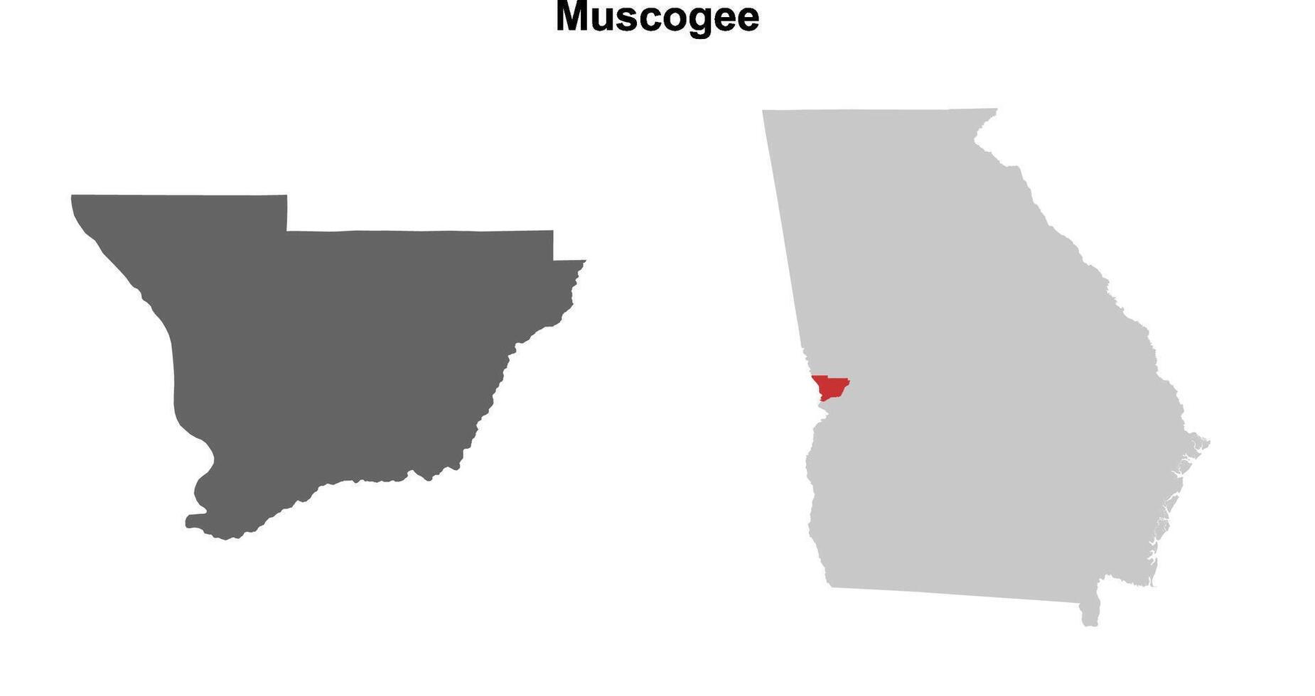 Muscogee County, Georgia blank outline map set vector