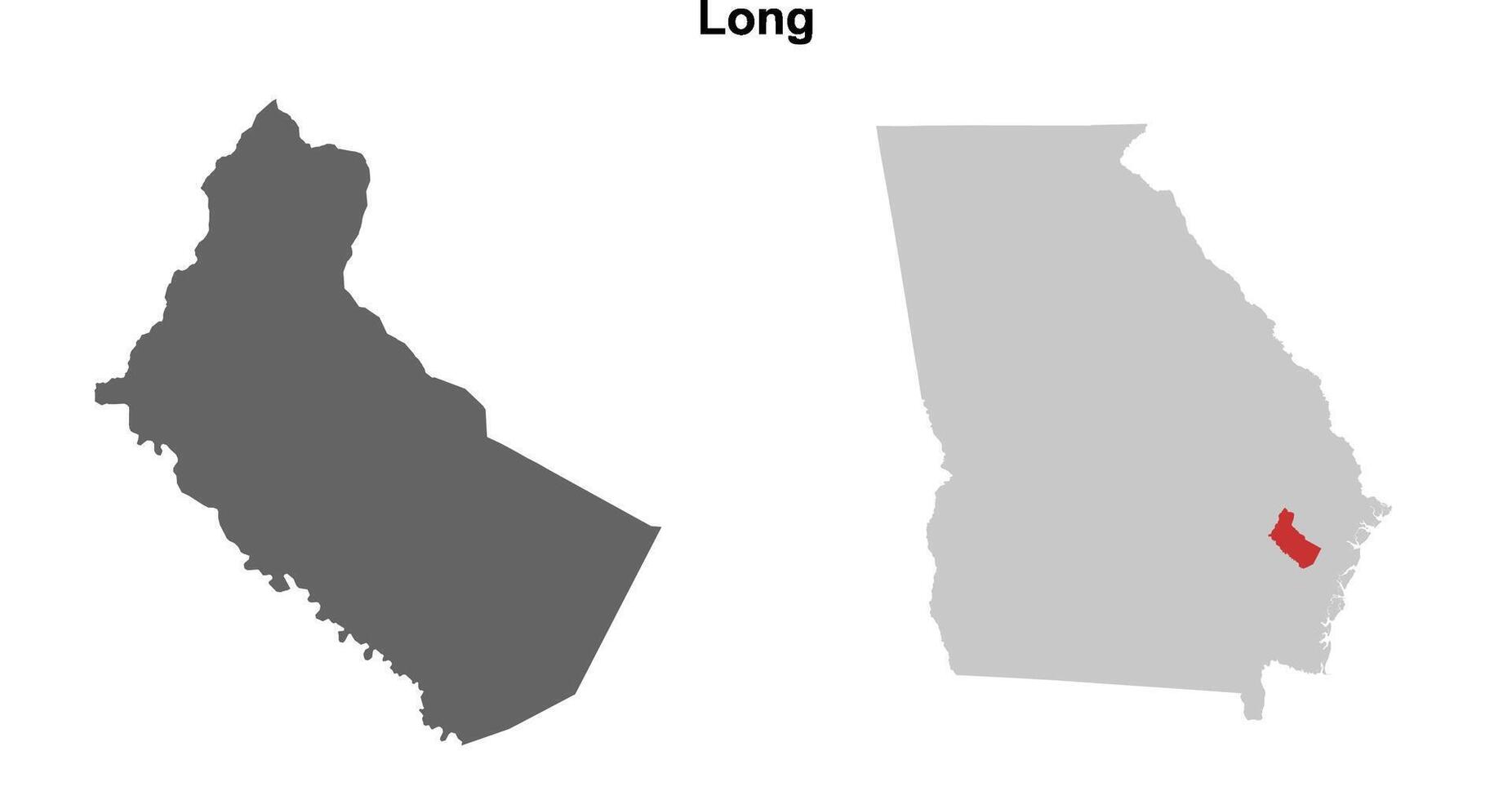 Long County, Georgia blank outline map set vector