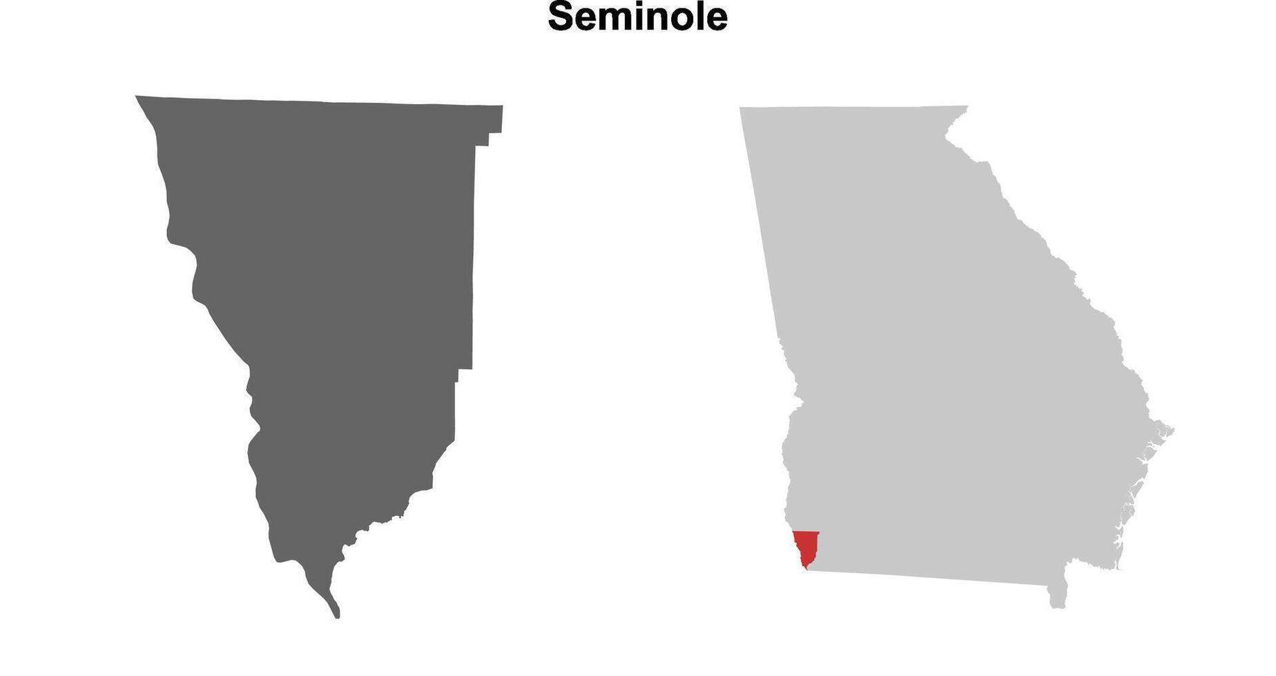 Seminole County, Georgia blank outline map set vector