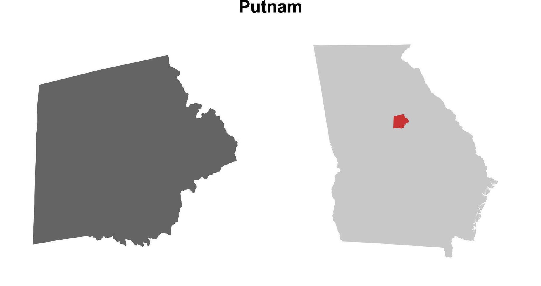 Putnam County, Georgia blank outline map set vector