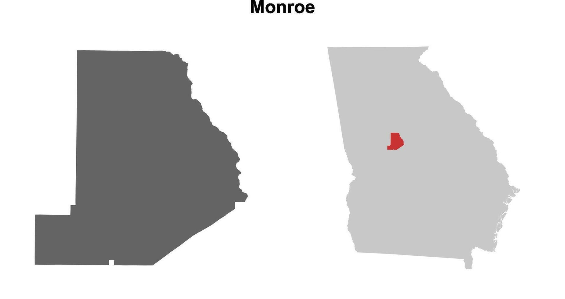 Monroe County, Georgia blank outline map set vector