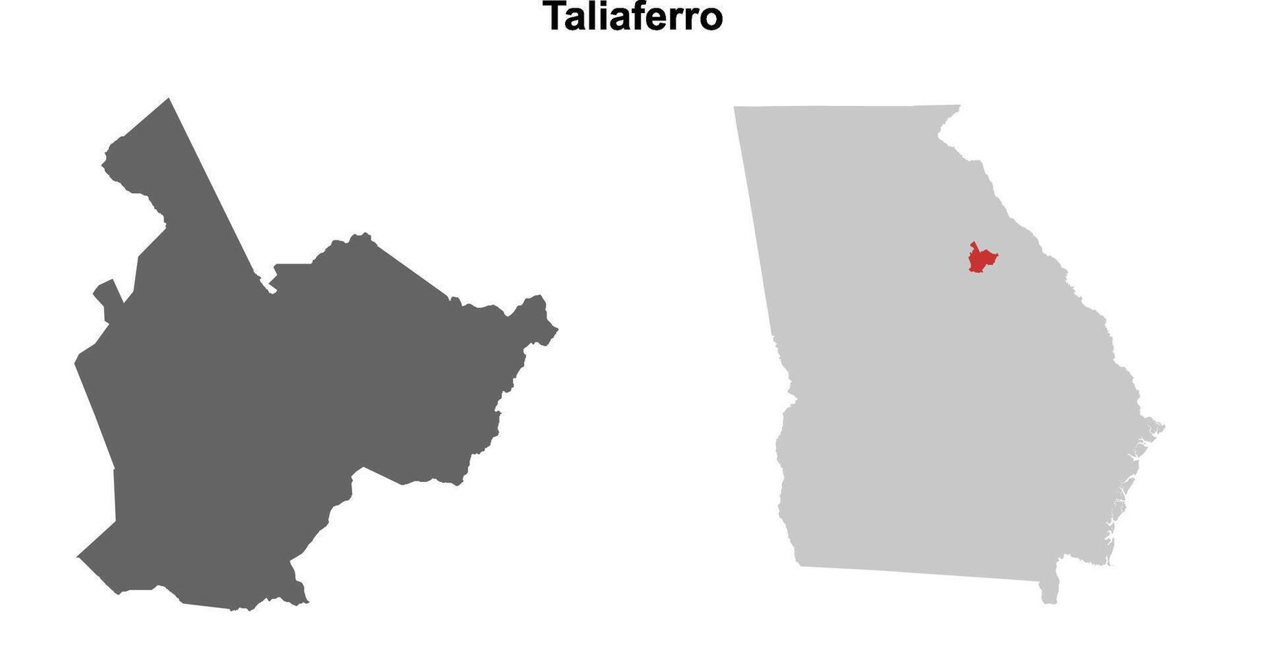 Taliaferro County, Georgia blank outline map set vector