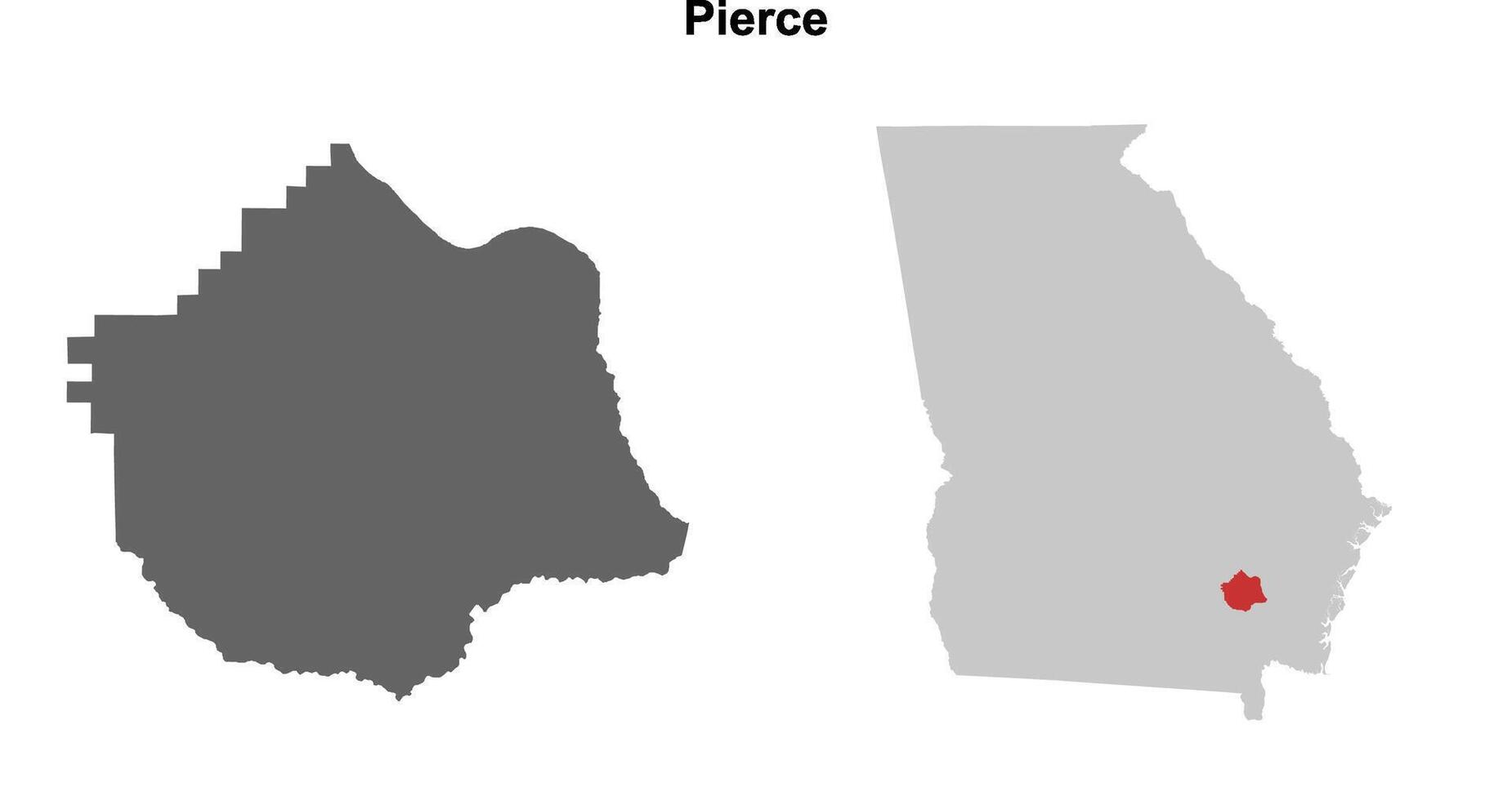 Pierce County, Georgia blank outline map set vector