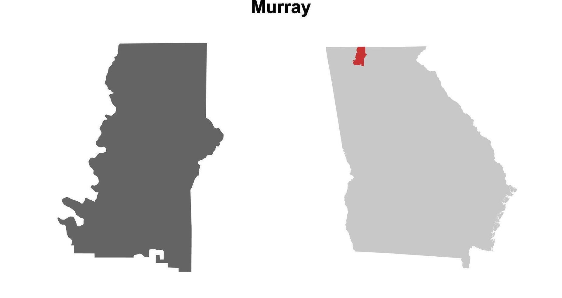 Murray County, Georgia blank outline map set vector