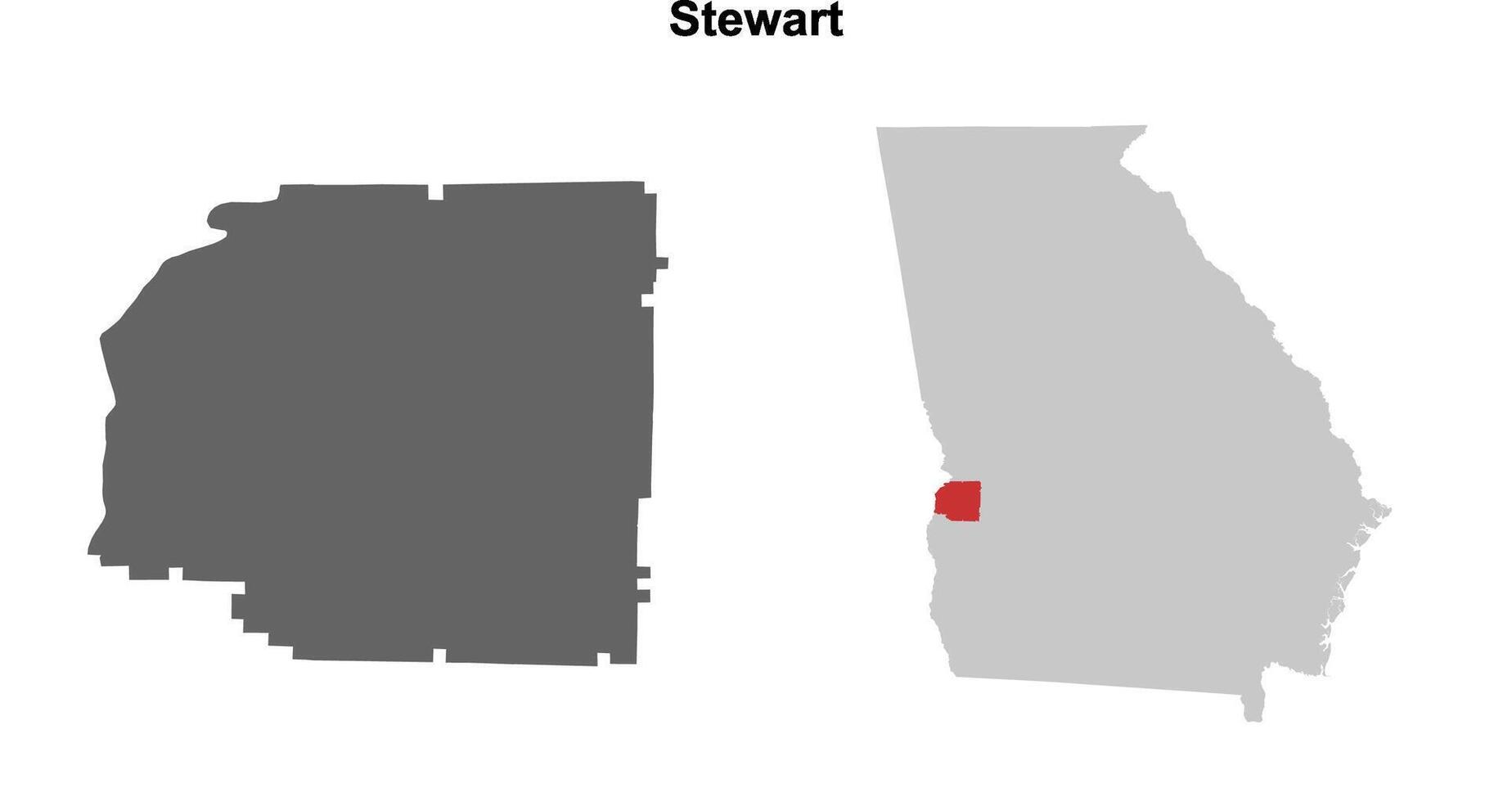 Stewart County, Georgia blank outline map set vector