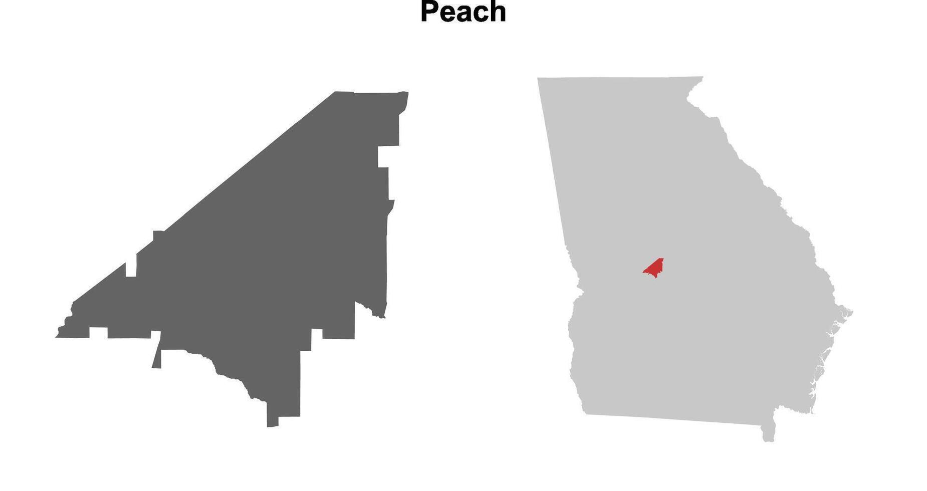 Peach County, Georgia blank outline map set vector