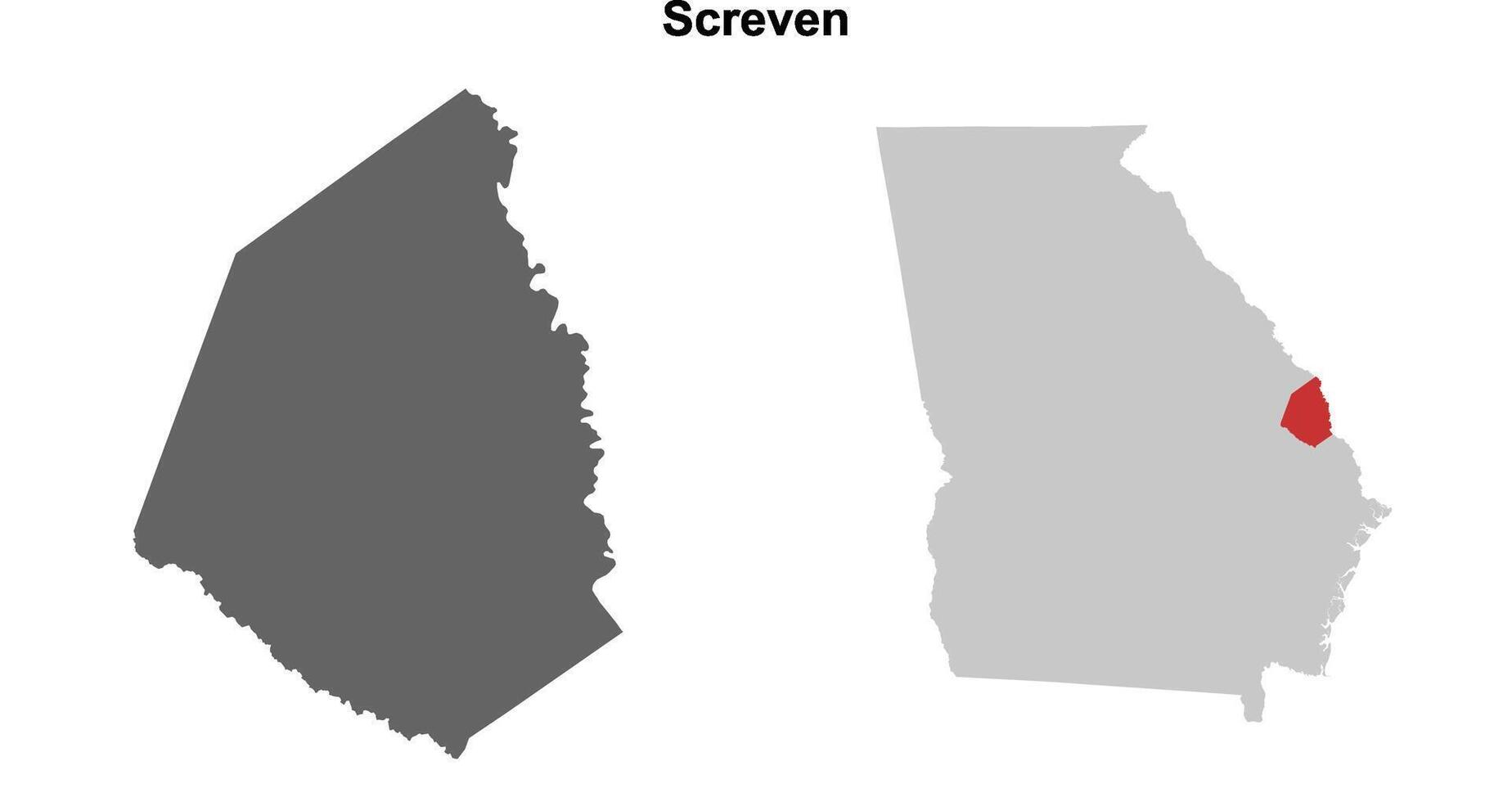 Screven County, Georgia blank outline map set vector