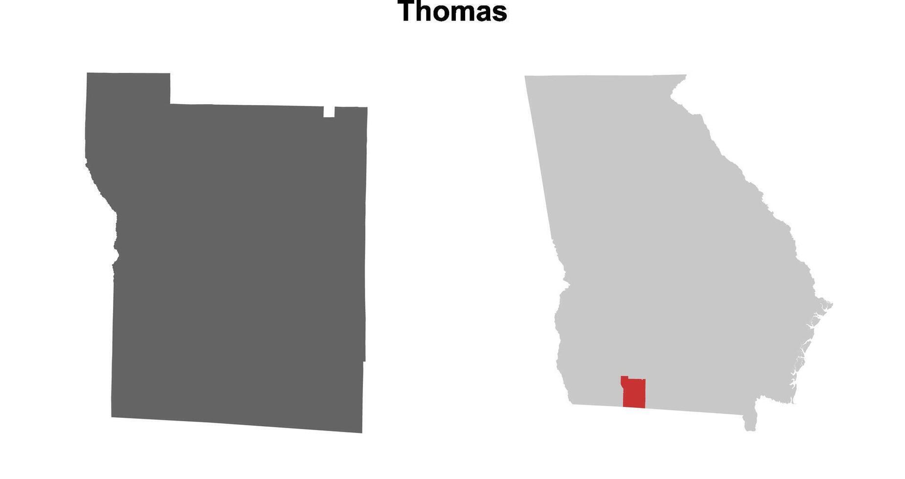Thomas County, Georgia blank outline map set vector