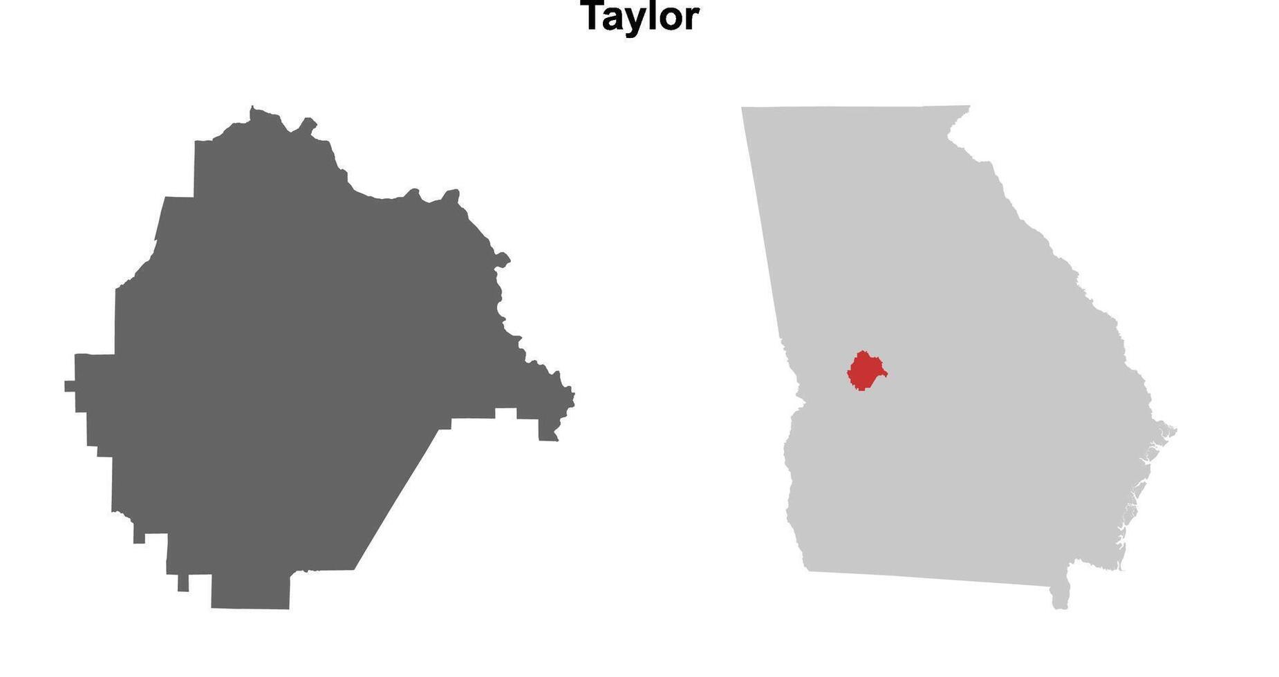Taylor County, Georgia blank outline map set vector