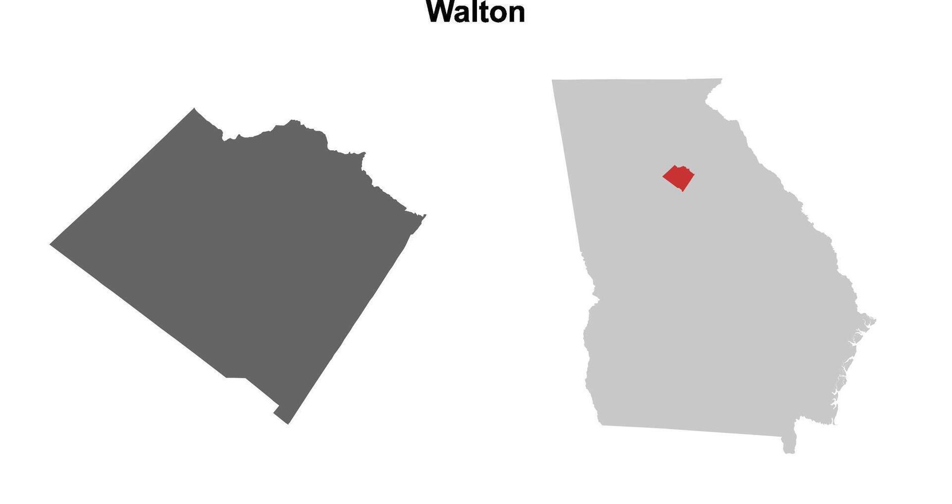 Walton County, Georgia blank outline map set vector