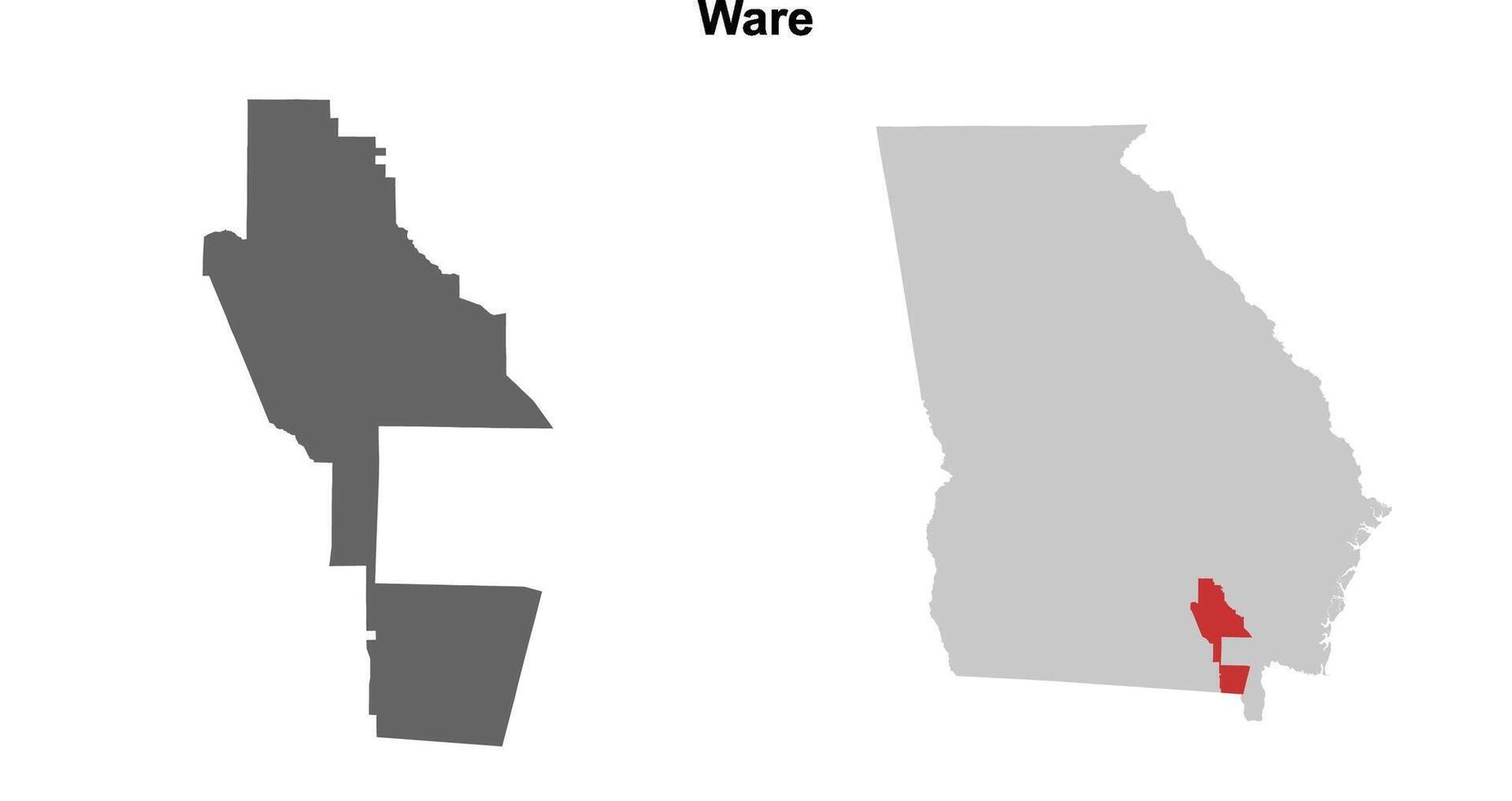Ware County, Georgia blank outline map set vector