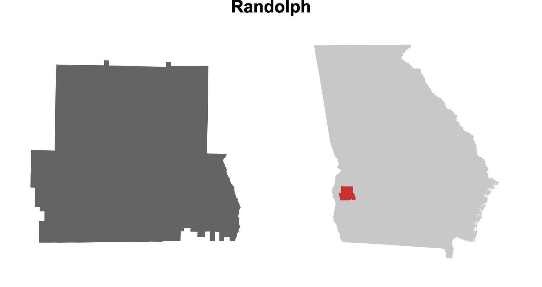 Randolph County, Georgia blank outline map set vector