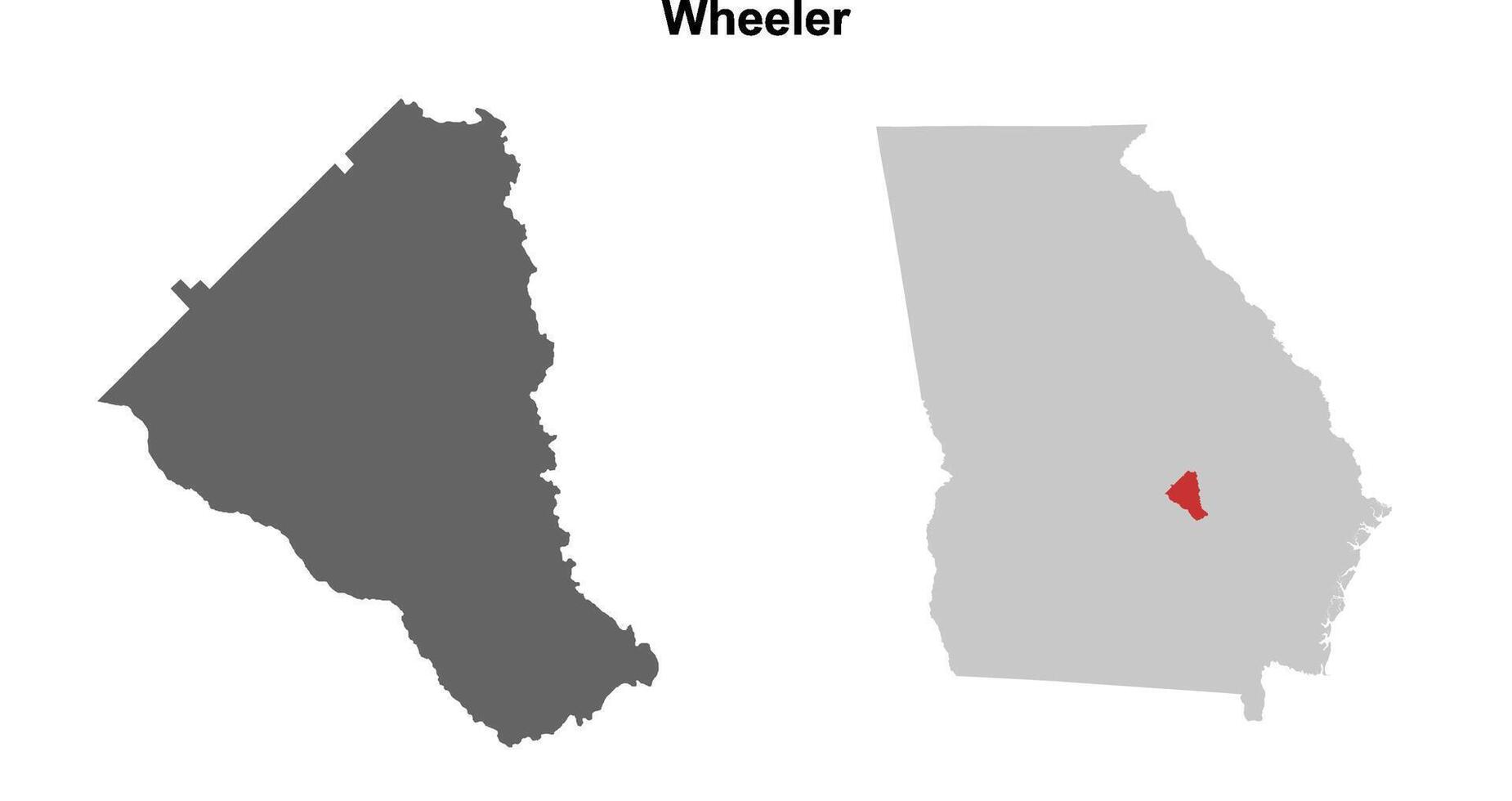 Wheeler County, Georgia blank outline map set vector