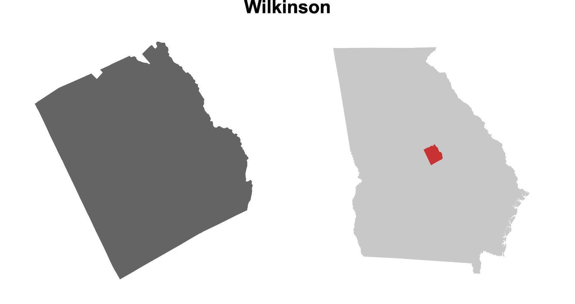 Wilkinson County, Georgia blank outline map set vector