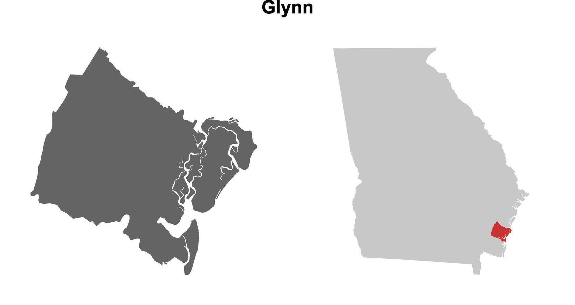 Glynn County, Georgia blank outline map set vector